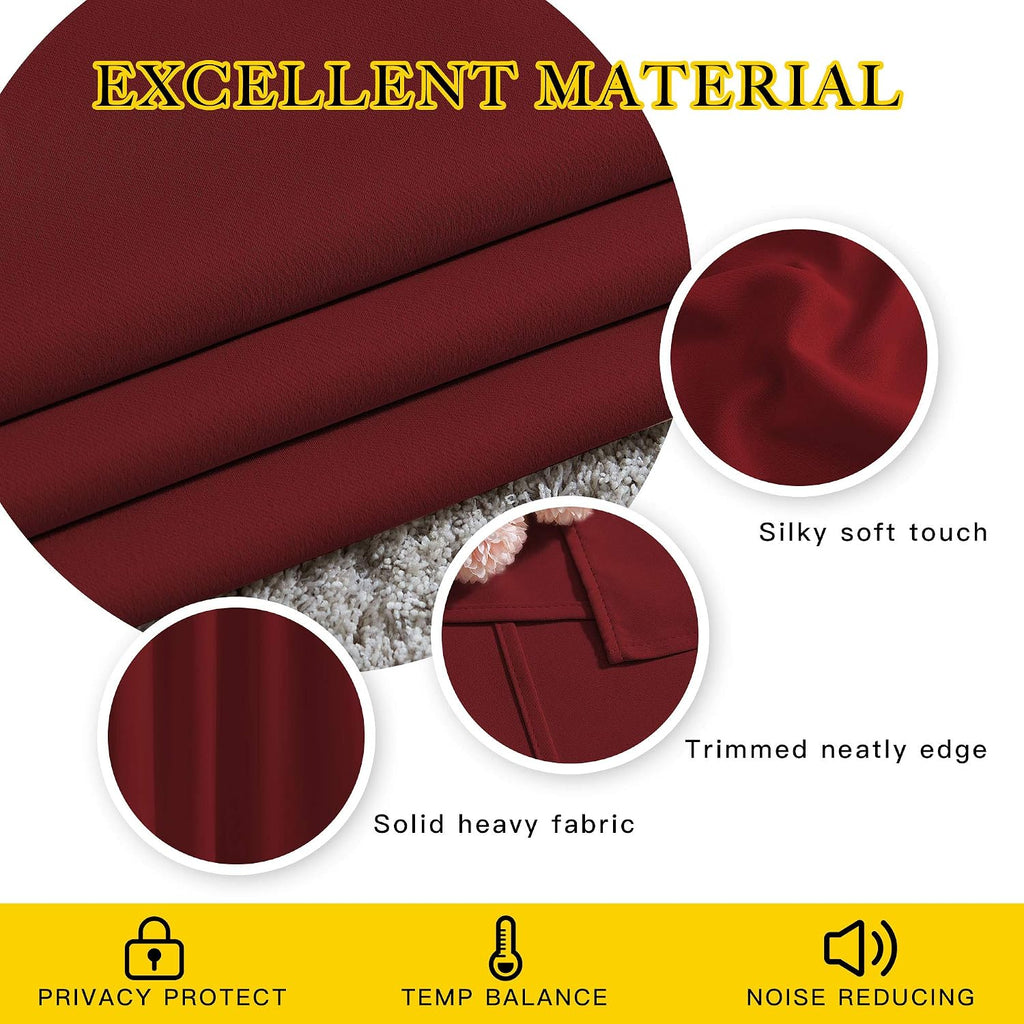 Nicetown Burgundy Red Blackout Draperies Curtains - Thermal Insulated Solid Grommet Blackout Curtains/Panels/Drapes for Present (1 Pair, 52…