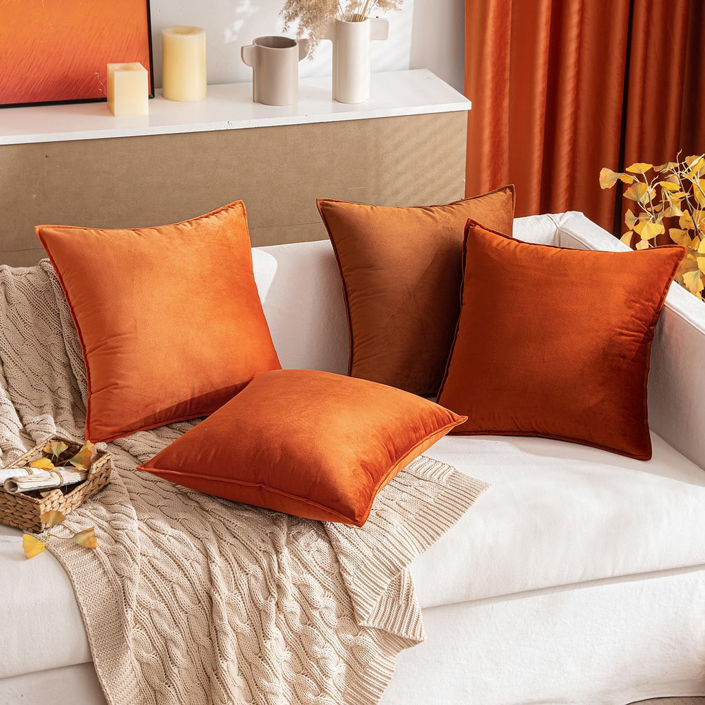 MIULEE Fall Pack of 2 Decorative Velvet Throw Pillow Covers Soft Pillowcase Solid Square Eruo Sham Cushion Case for Sofa Bedroom Car…