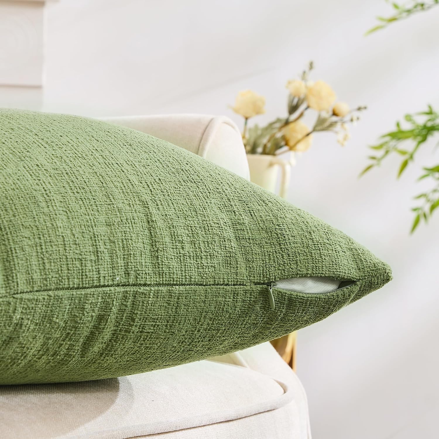 Gawamay Set of 2 Soft Textured Chenille Throw Pillow Covers 20x20 Inch (50x50 CM), Decorative Pillowcases Cushion Covers for Farmhouse Home…