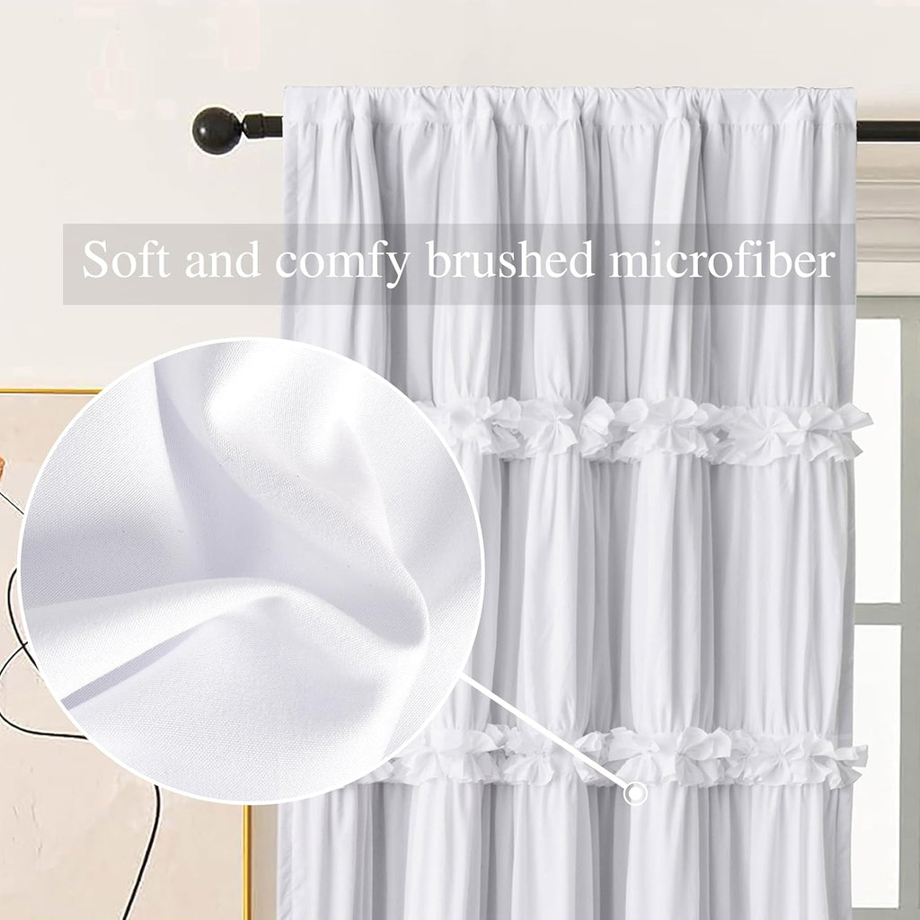 Homechoice Decor Room Divider Curtains, Boho Ruched Blackout Window Treatments with 3 Rows of Butterfly Flowers, Rustic Rod Pocket…