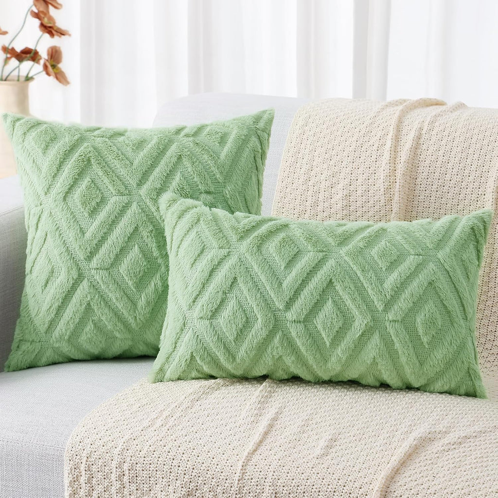 decorUhome Summer Couch Euro Sham Throw Pillow Covers 26x26 Set of 2, Decorative Soft Plush Faux Fur Wool Accent Pillow Covers for Modern F…