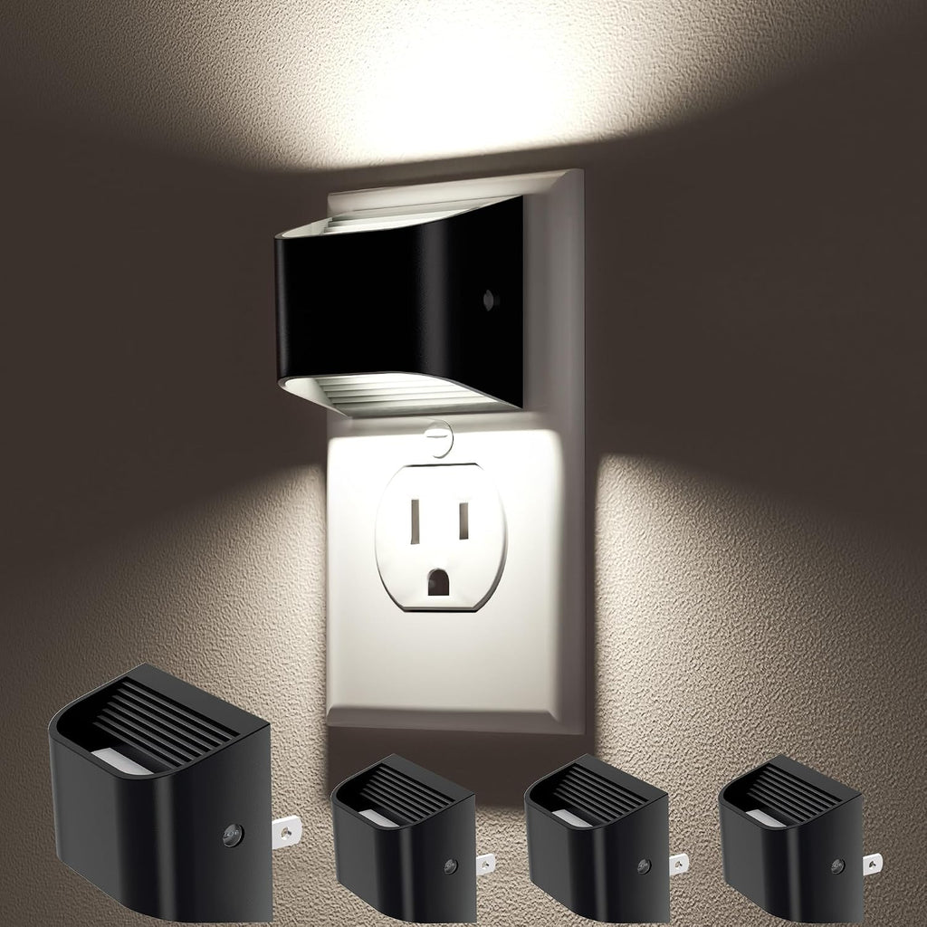 VOLISUN LED Night Light Cool White, 4 Pack Up and Down Night Lights Plug into Wall with Dusk to Dawn Light Sensor, 6000K Nightlight for…