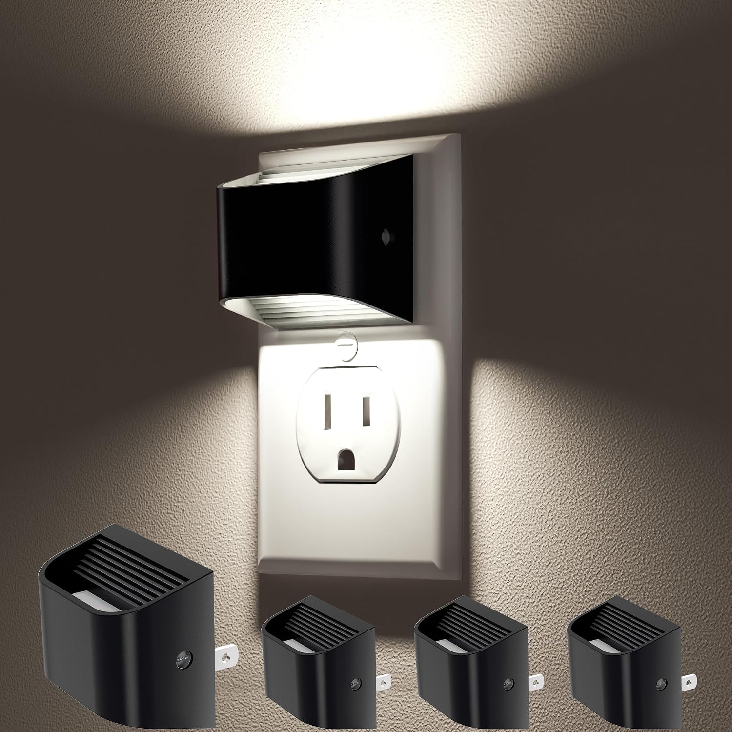 VOLISUN LED Night Light Cool White, 4 Pack Up and Down Night Lights Plug into Wall with Dusk to Dawn Light Sensor, 6000K Nightlight for…