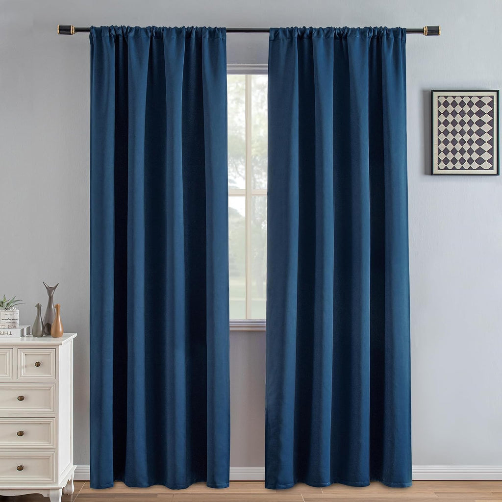 Igemaeve Blackout Curtains 84 Inch Length 2 Panels Set, Black Out Curtains for Bedroom 84 Inch Long, Rod Pocket Energy Saving Room Darkenin…