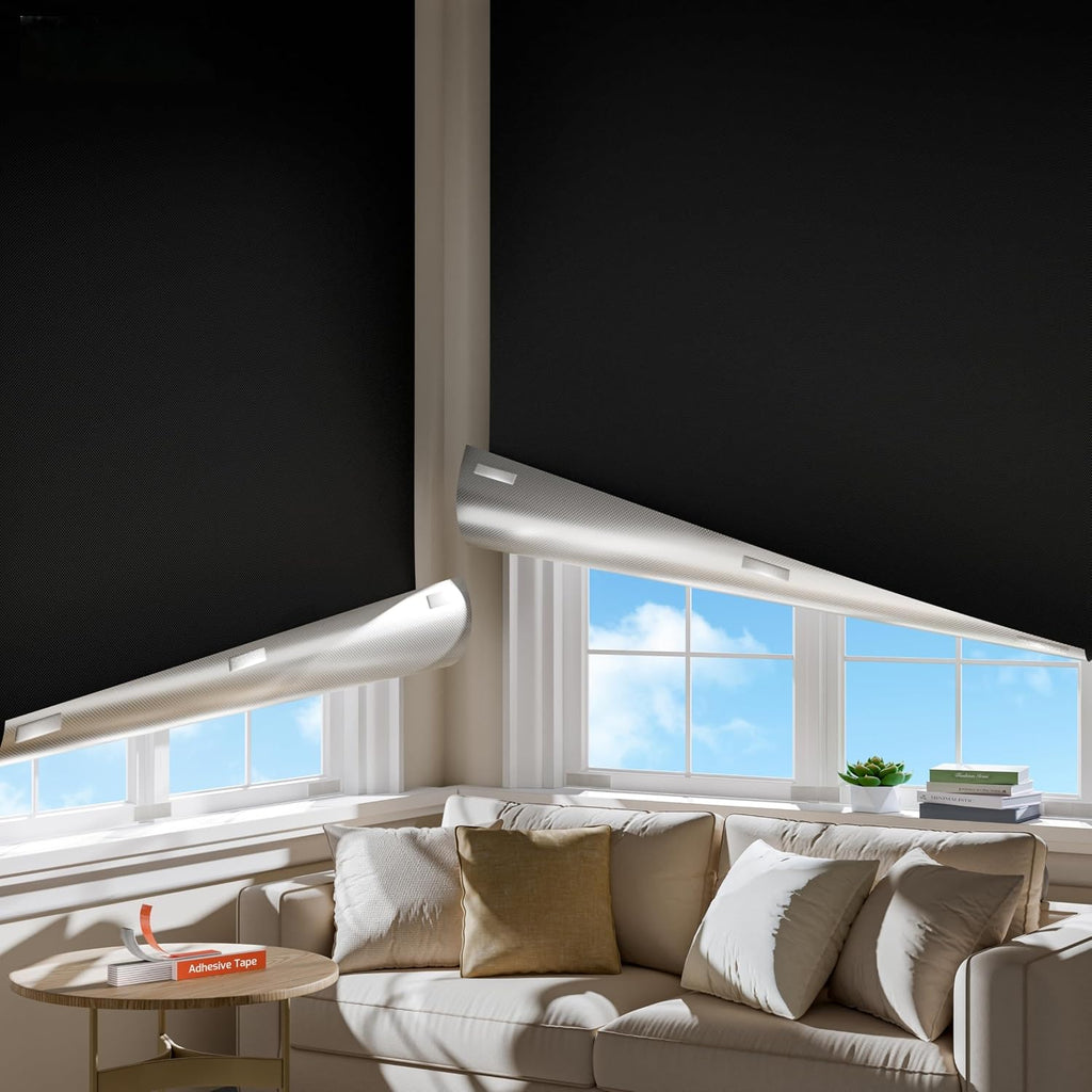 2 Pack Portable Blackout Curtains for Bedroom, Easy Install No Drill Black Out Shades&Blinds for Indoor Windows with Upgraded Hook&Loop…