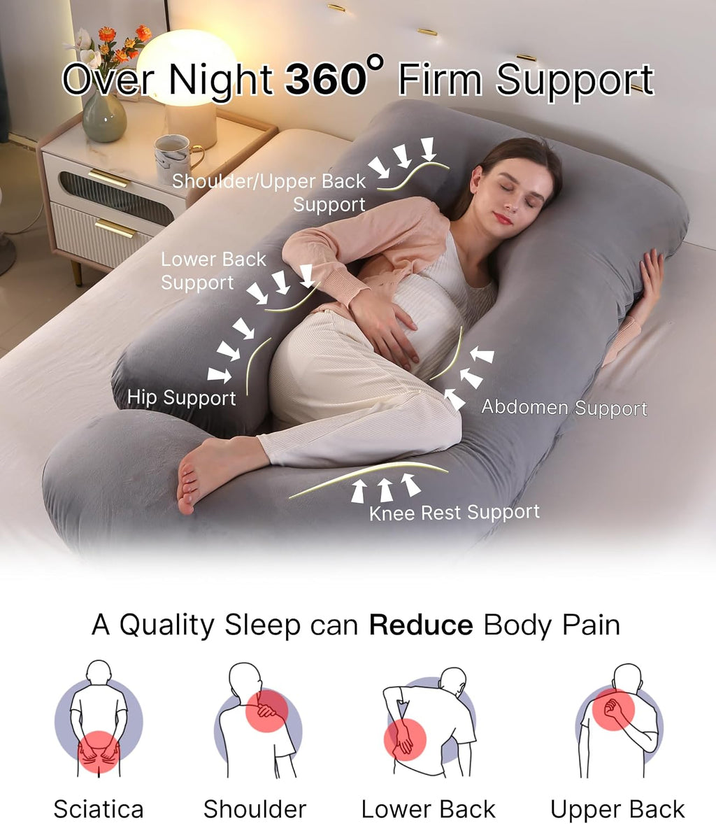 ALLOPERA Pregnancy Pillow, Full Body Maternity Pillow 57 inch, with Removable Washable Cover - Sleep Support for Legs, Back, Neck…