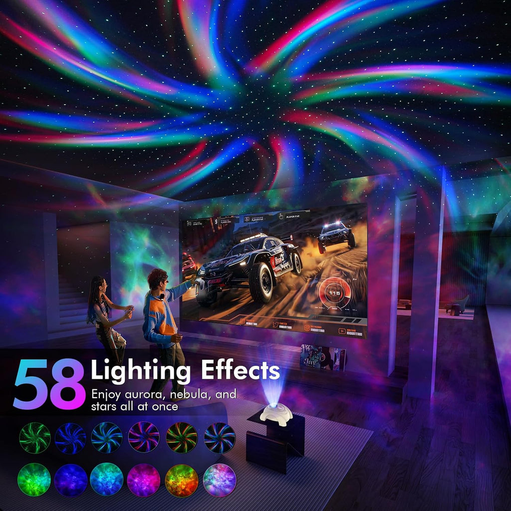 Rossetta Dual Lens Galaxy Projector, Star Projector for Bedroom with White Noise & Bluetooth Speaker, Remote, Timer, Aurora & Nebula…