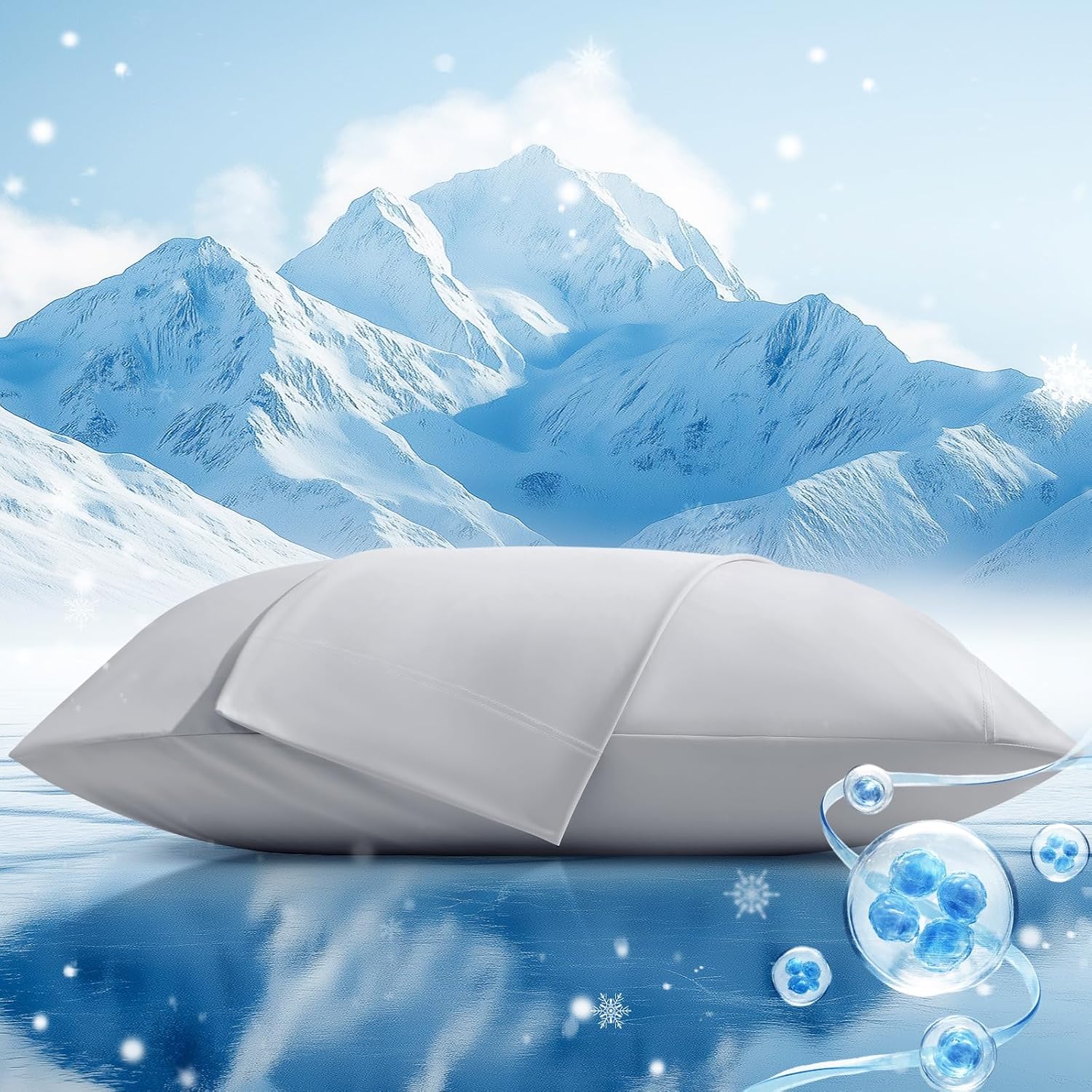 Cooling Pillow Cases 2 Pack King Size Cooling Pillowcases for Hot Sleeper Q-Max>0.5, Hydrates Skin & Hair, Reduces Wrinkles & Frizz, Soft…