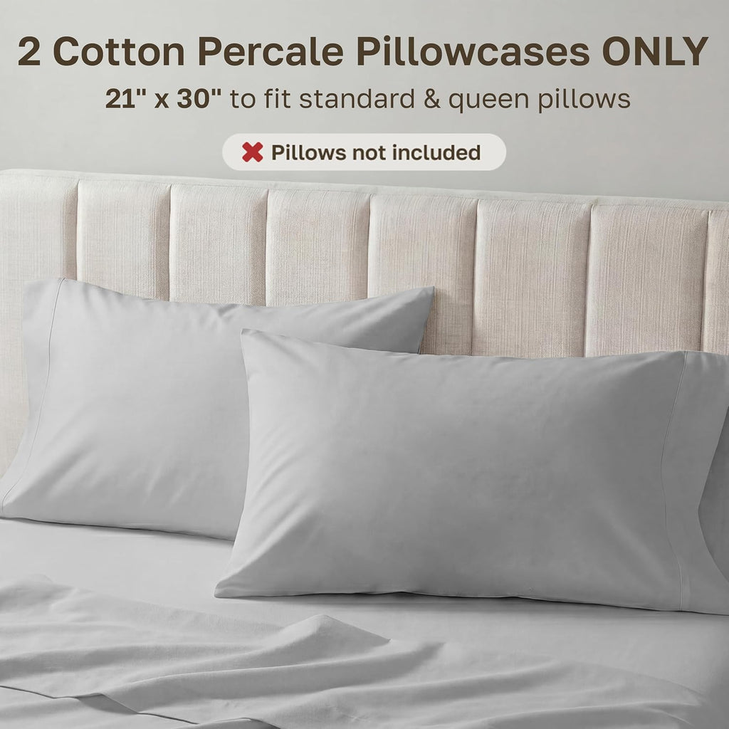 CaliforniaDesignDen California Design Den Standard/Queen Pillowcases Set of 2-100% Egyptian Cotton, Crisp Percale Feel, Soft & Breathable S…