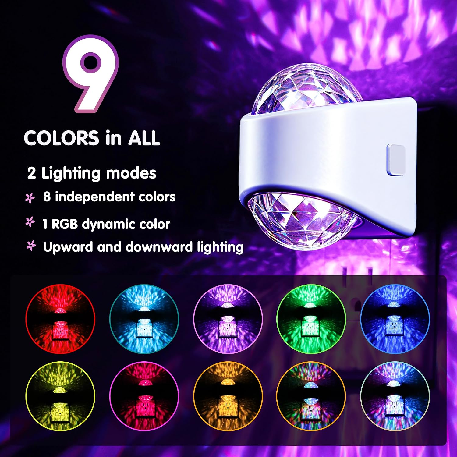 L LOHAS LED Night Light for Kids, Plug in Night Light with Light Sensor, Multi-Color Projector Light for Kids Playroom Ceiling Decor Home…