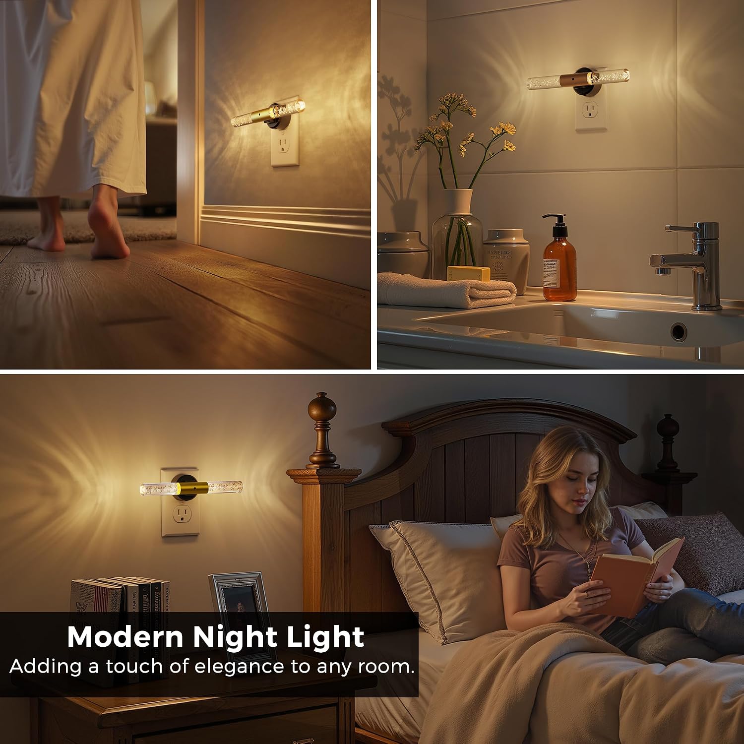 L LOHAS LED Night Light, Rotating Night Lights Plug into Wall, Light Sensor, Soft White 3 Level Dimmable LED Nightlight Plug in, Acrylic…
