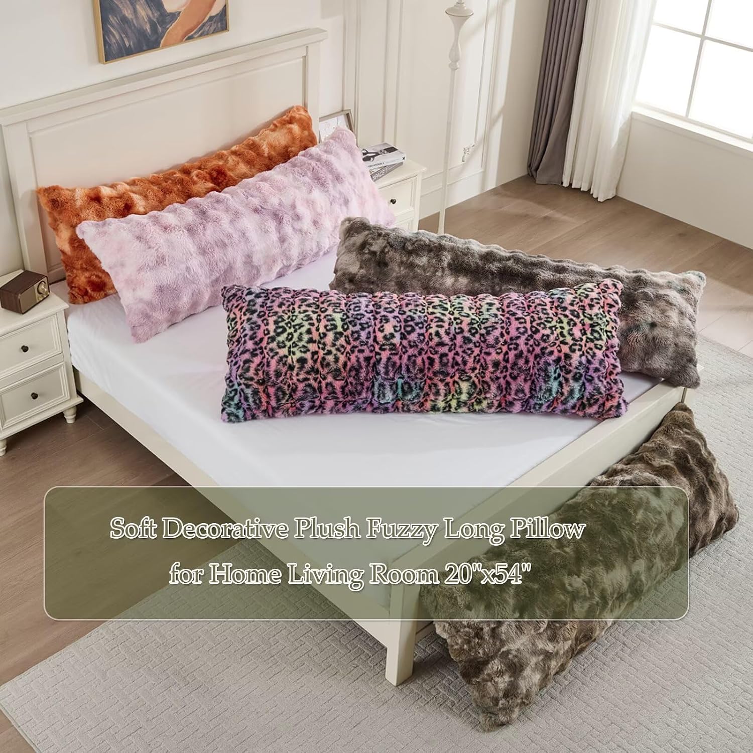 Animebody Luxury Shaggy Faux Fur Body Pillow, Fluffy Bed Pillow with Zipper Closure, Soft Decorative Plush Full Long Pillows, Fuzzy Hug Pillow…
