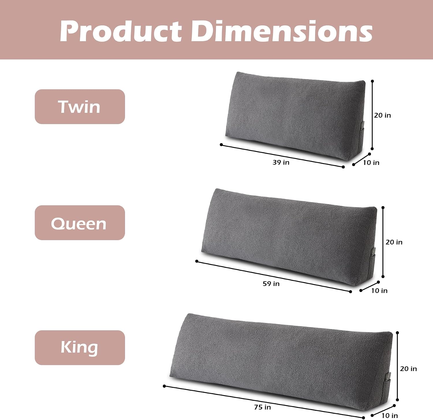 MuaMelop Headboard Pillow Queen, Triangle Bed Wedge Pillow for Headboard, Backrest Pillow for Sitting up, Reading, Working, Headboard Daybe…