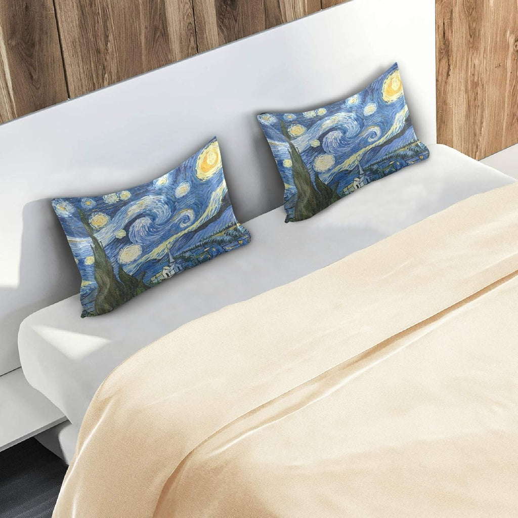 Blueangle Van Gogh The Starry Night Art Satin Pillowcase for Hair and Skin Silk Pillowcase, Queen Size(20x30 inches) - Satin Pillow…