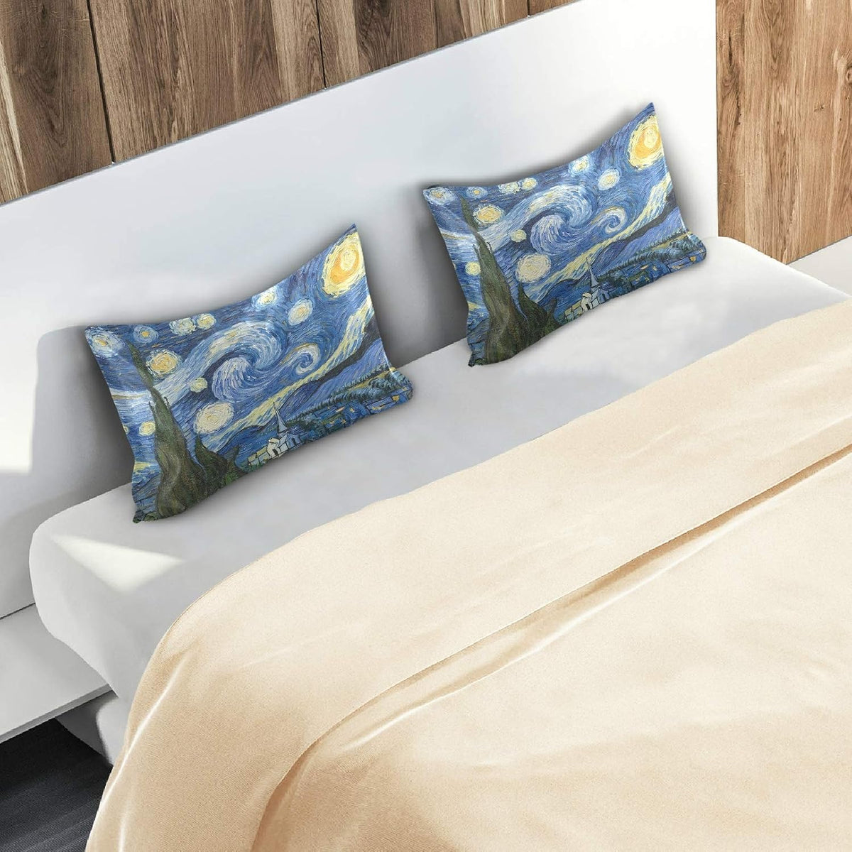 Blueangle Van Gogh The Starry Night Art Satin Pillowcase for Hair and Skin Silk Pillowcase, Queen Size(20x30 inches) - Satin Pillow…