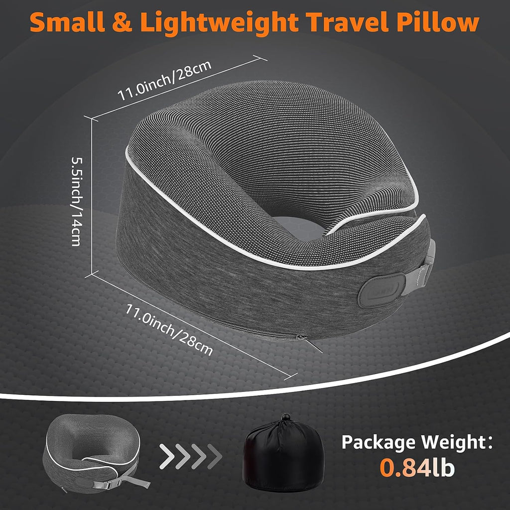 Travel Pillows for Airplanes Ergonomic Memory Foam Neck Pillow for Travel - 360° Head & Neck Support for Sleeping on Flights, Cars…