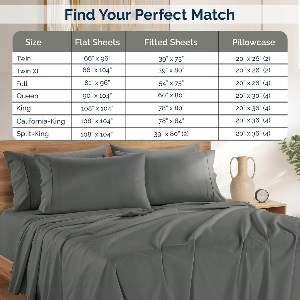 Casa Platino Cal King Sized Sheets – 6 Piece Cal King Size Sheets Set, Soft & Breathable, with 15 Inch Deep Pocket Fitted Sheet, Cozy…