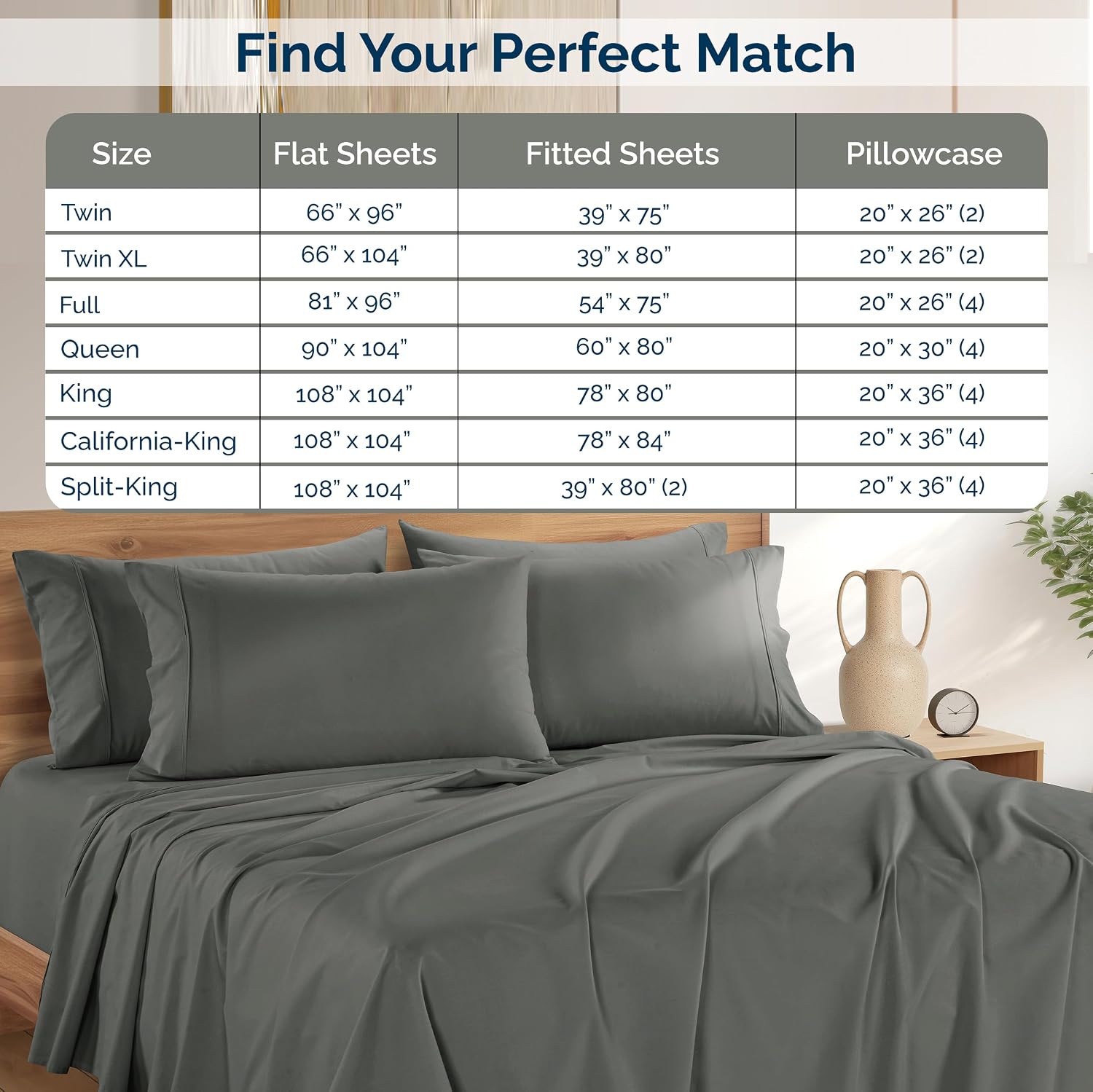 Casa Platino Cal King Sized Sheets – 6 Piece Cal King Size Sheets Set, Soft & Breathable, with 15 Inch Deep Pocket Fitted Sheet, Cozy…