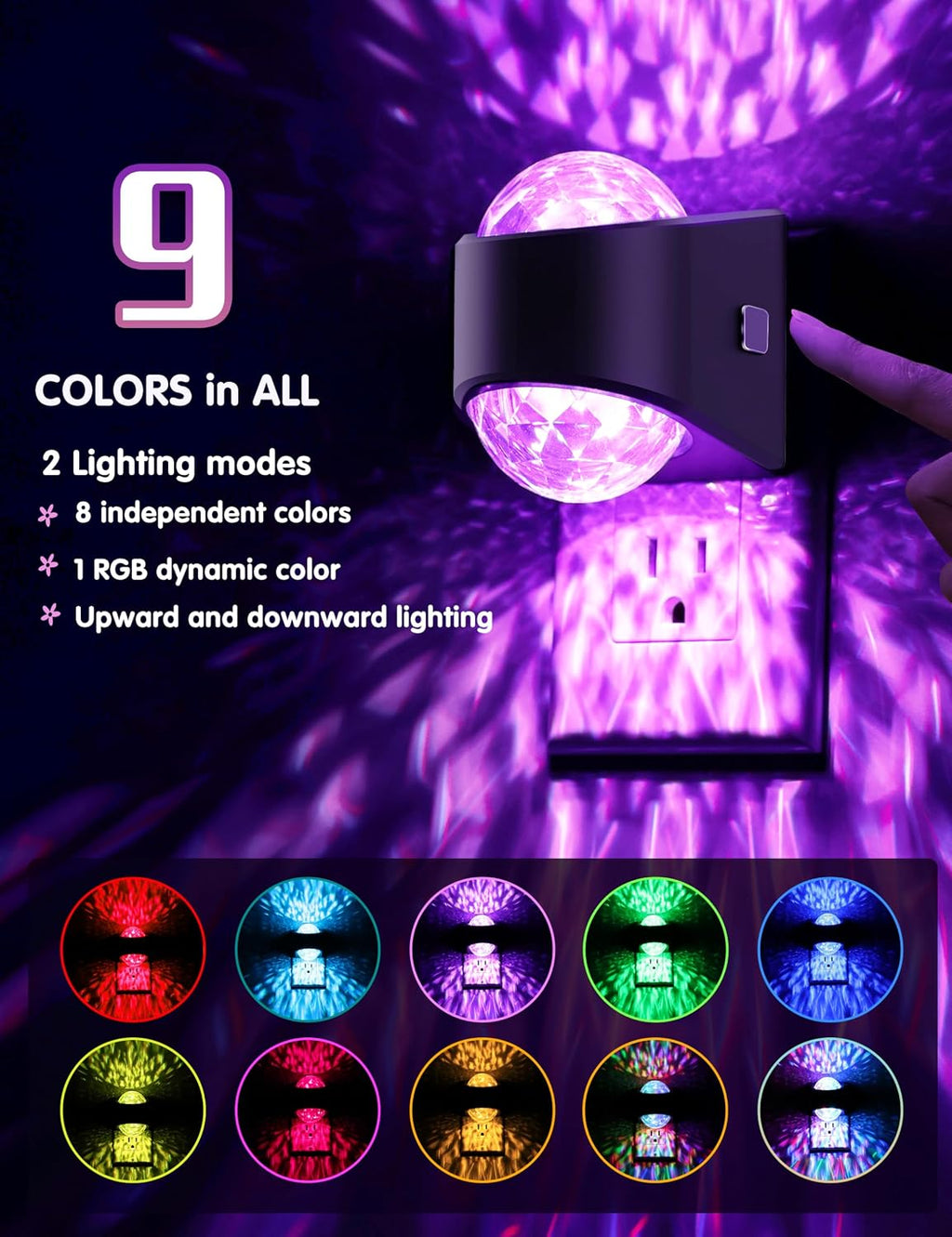 L LOHAS LED Night Light, Night Lights Plug into Wall, Projector Night Light with Dusk to Dawn Sensor,9 Color Changing, Star Projector…