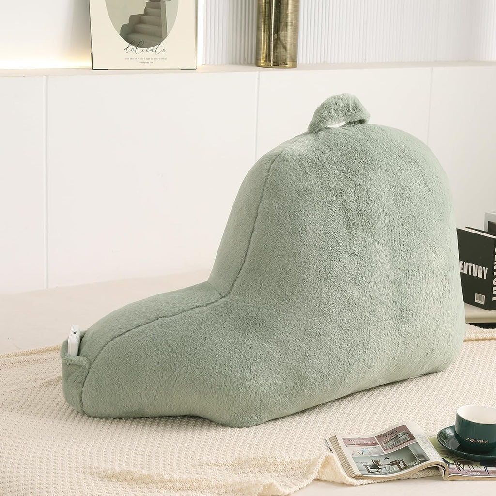Pajeo Aesthetic Reading Pillow for Bed, Soft Faux Fur Sitting Pillow with Arms for Gaming & Lounging, Oeko-TEX Certified Plush Backrest Pillo…