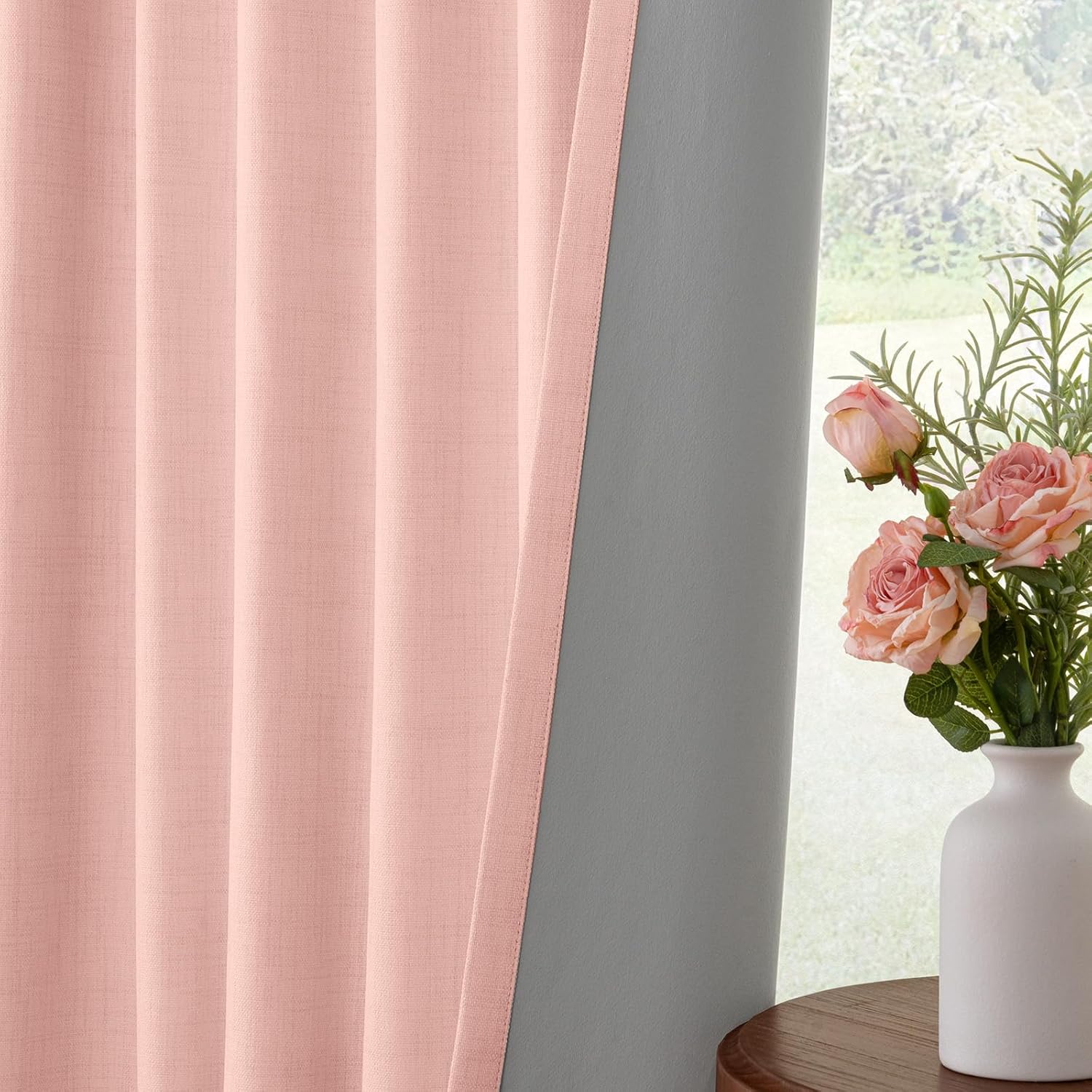 INOVADAY 100% Blackout Curtains for Bedroom, Black Out Curtains 108 Inch Long, Clip Rings Linen Blackout Drapes, Thermal Insulated Room…