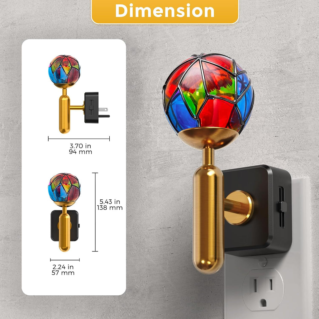 L LOHAS LED Vintage Night Light Plug in with 0-100% Stepless Dimming, Stained Glass Nightlight with Dusk to Dawn Sensor, Aesthetics Plug…