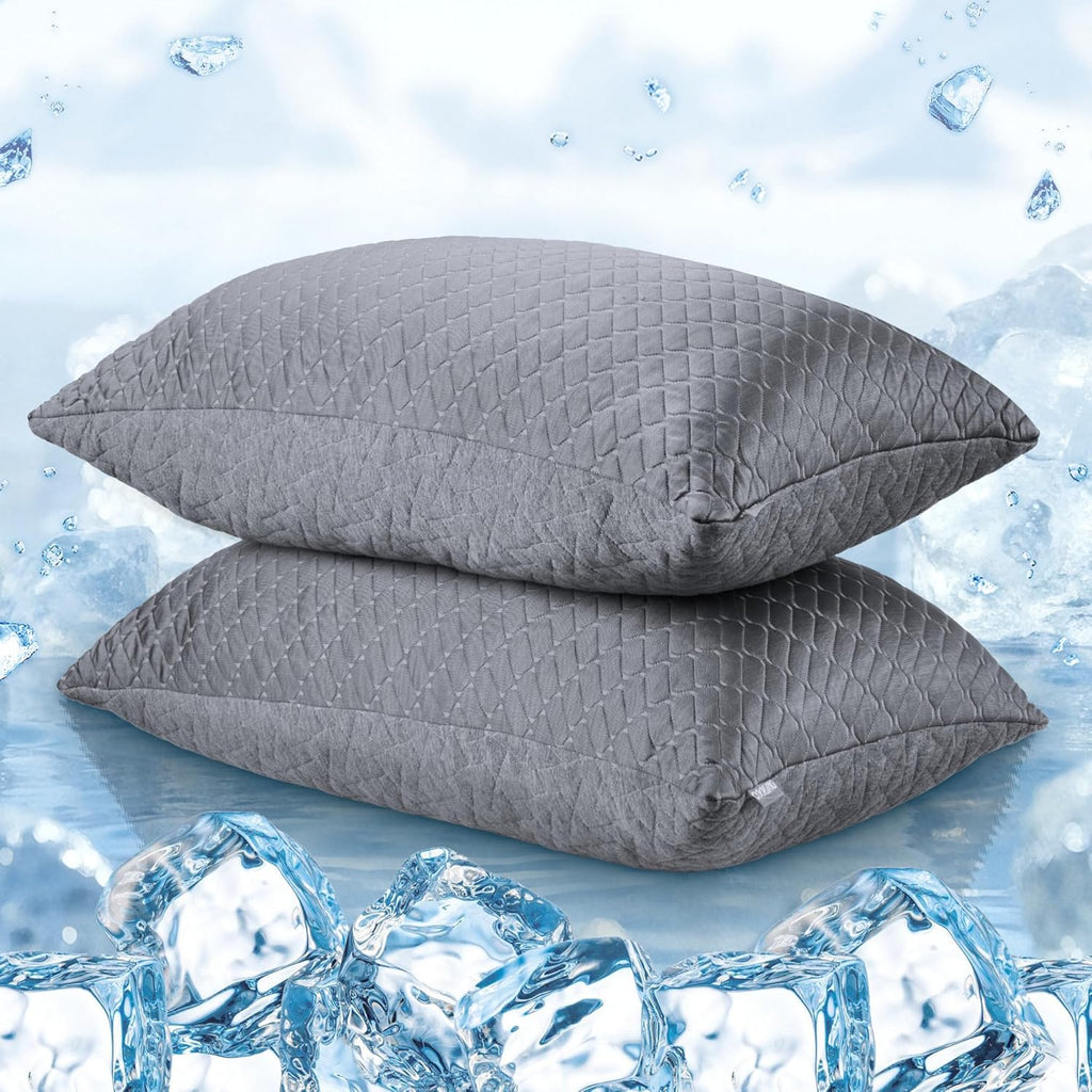 puredown® Pillows Queen Size Set of 2, Shredded Memory Foam Pillows, Cooling Foam Pillow for Sleeping, Soft Bed Pillow Queen Size with…