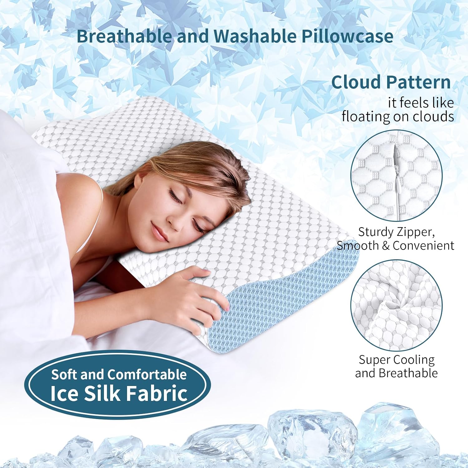 Ylekto Cervical Neck Pillow for - Ergonomic Contour Memory Foam Pillows, Cooling Side Sleeper Pillow for Sleeping, Orthopedic Bed Pillow fo…