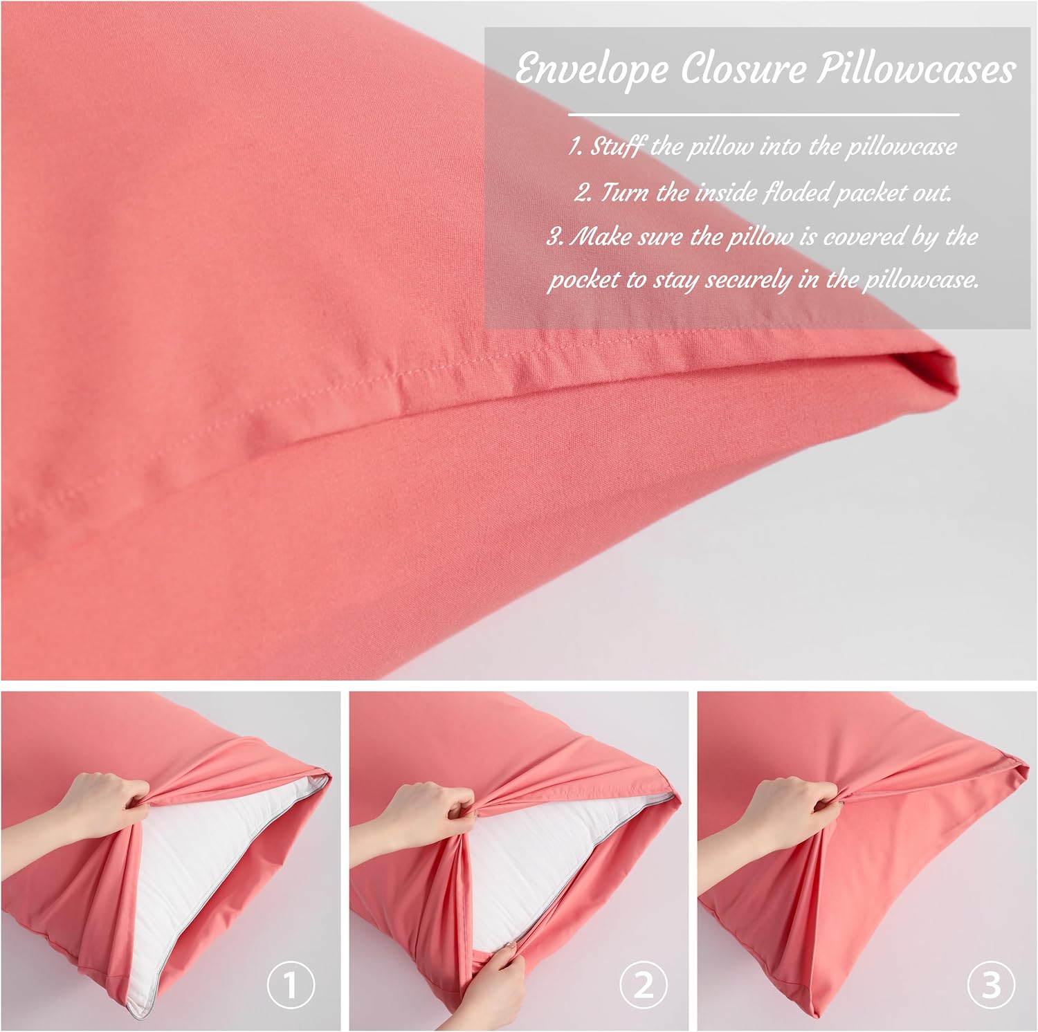 Ntbay King Pillow Cases Set of 2, 2 Pack Brushed Microfiber 20x40 Pillow Cases, Soft, Wrinkle, Fade, Stain Resistant Coral Pink Pillow Case…