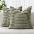 Miulee Pack of 2 Corduroy Decorative Throw Pillow Covers 18x18 Inch Soft Boho Striped Pillow Covers Modern Farmhouse Home Decor for Summer…