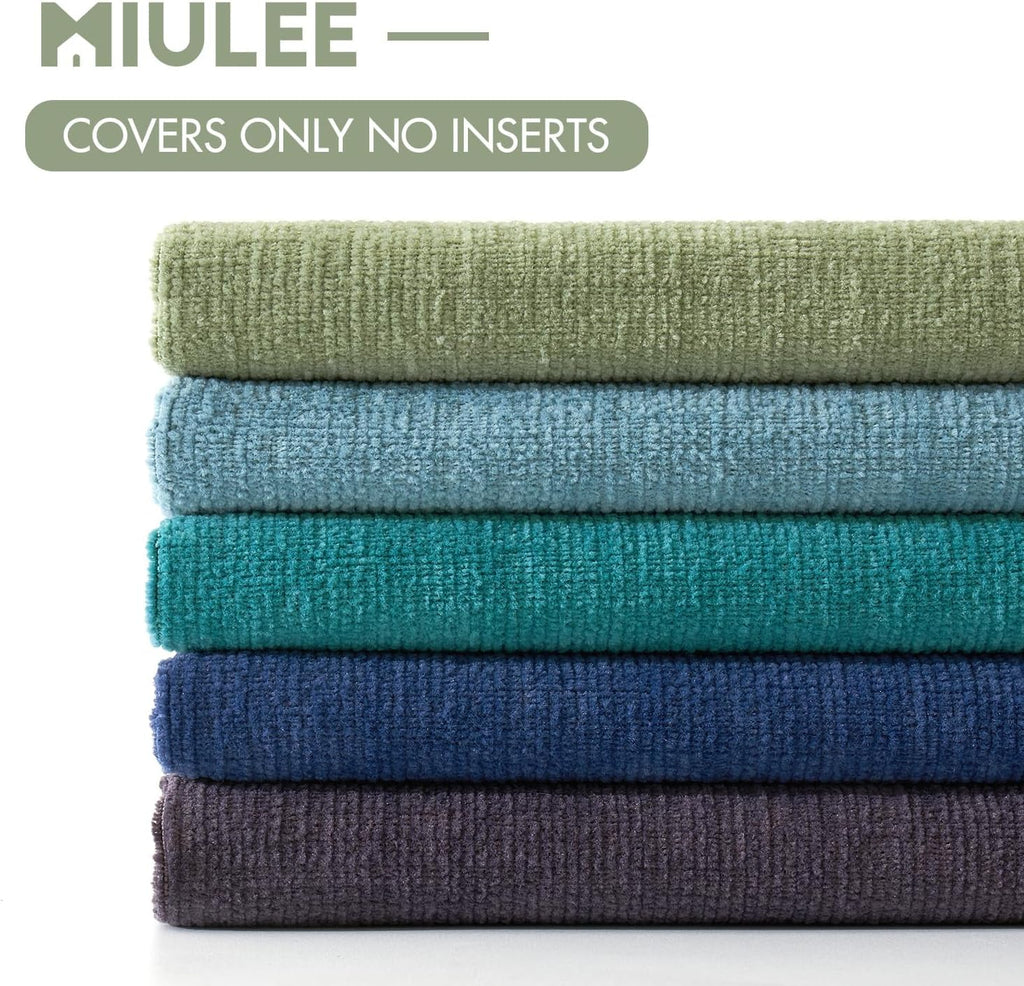 Miulee Smoke Blue Couch Pillow Covers 18x18 Inch, Set of 2 Soft Chenille Decorative Square Throw Pillow Covers Summer Farmhouse for Sofa Li…