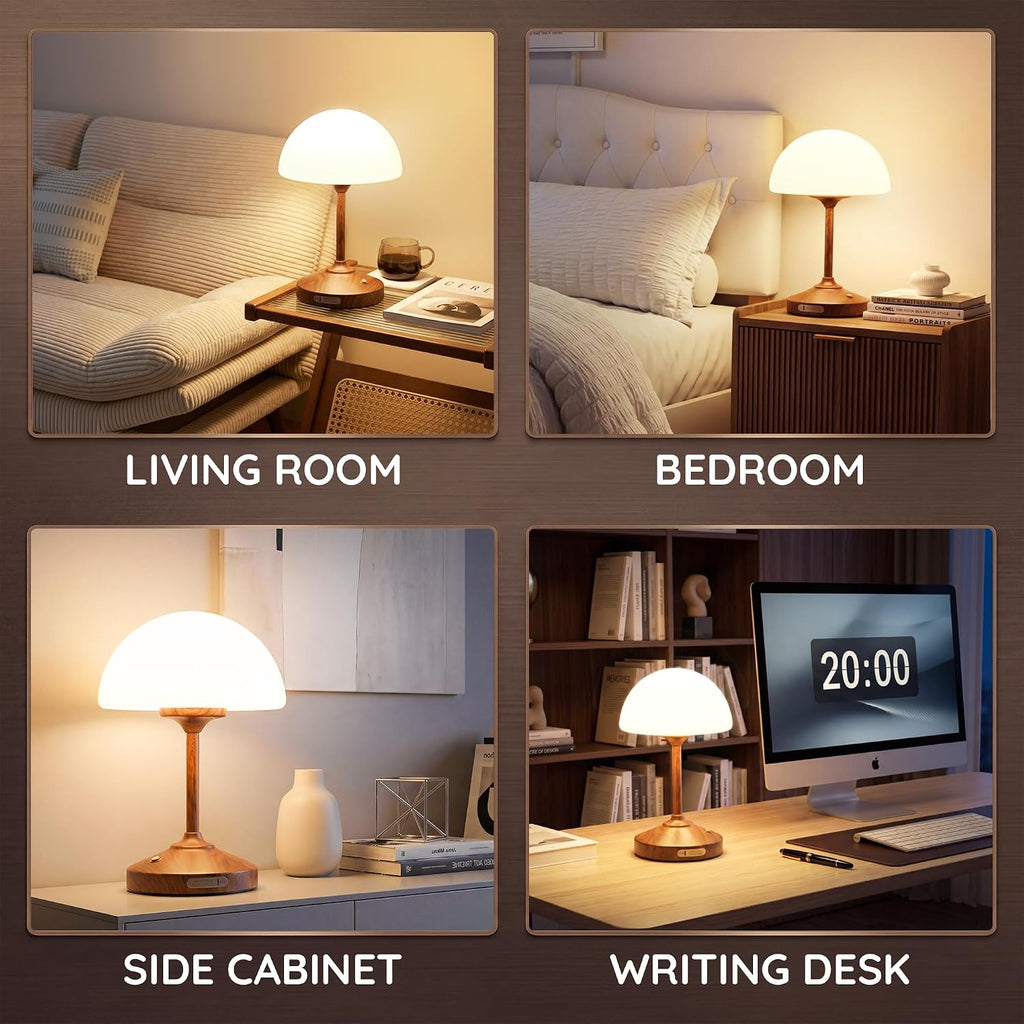 Dawnwake Table Lamp Cordless Lamp for Bedroom, Small Bedside Desk Lamp,5000mAh Rechargeble Battery Operated Dimmable Table Lamps, Glass…