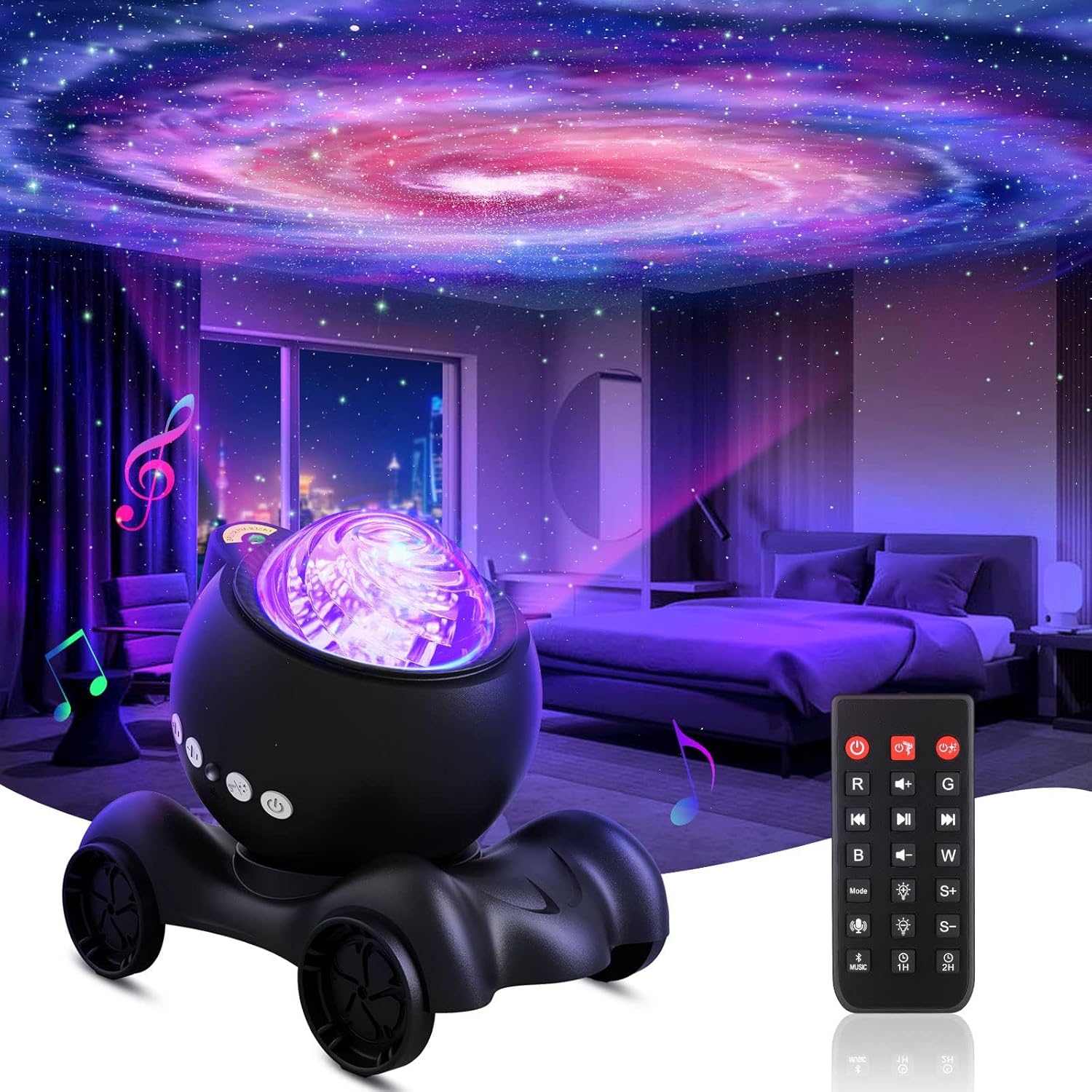 ENOKIK Galaxy Projector, Star Aurora Projector Built-in Bluetooth Speaker, Night Light for Kids Adults, White Noise Light for Home…