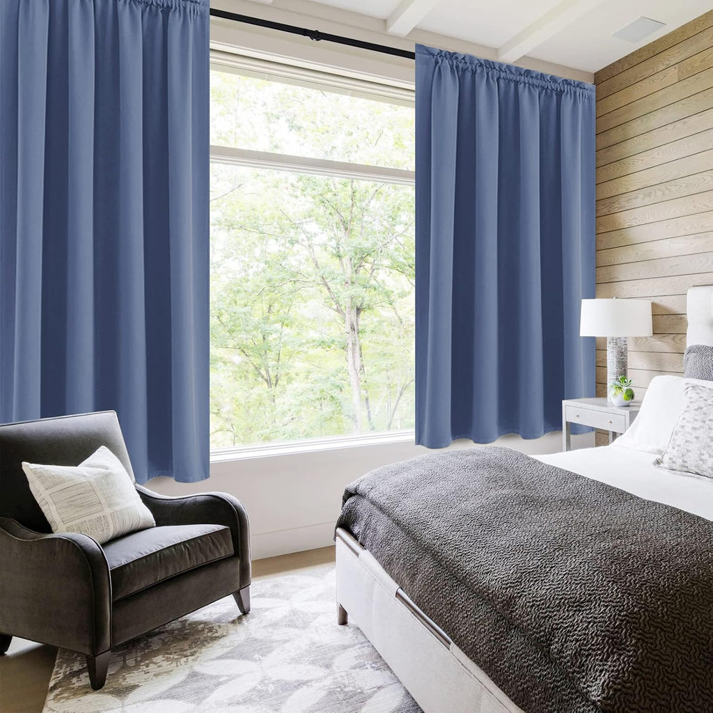 DWCN Blackout Curtains – Thermal Insulated, Energy Saving & Noise Reducing Bedroom and Living Room Curtains, Dusty Blue, W 52x L 63 Inch…