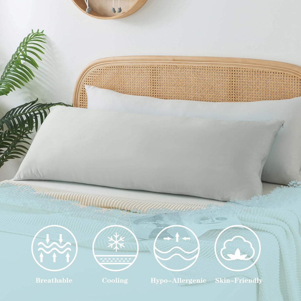 WhatsBedding Memory Foam Body Pillow with Zippered Cooling Cover, Full Body Pillow for Adults, Long Pillow for Sleeping, Fluffy…