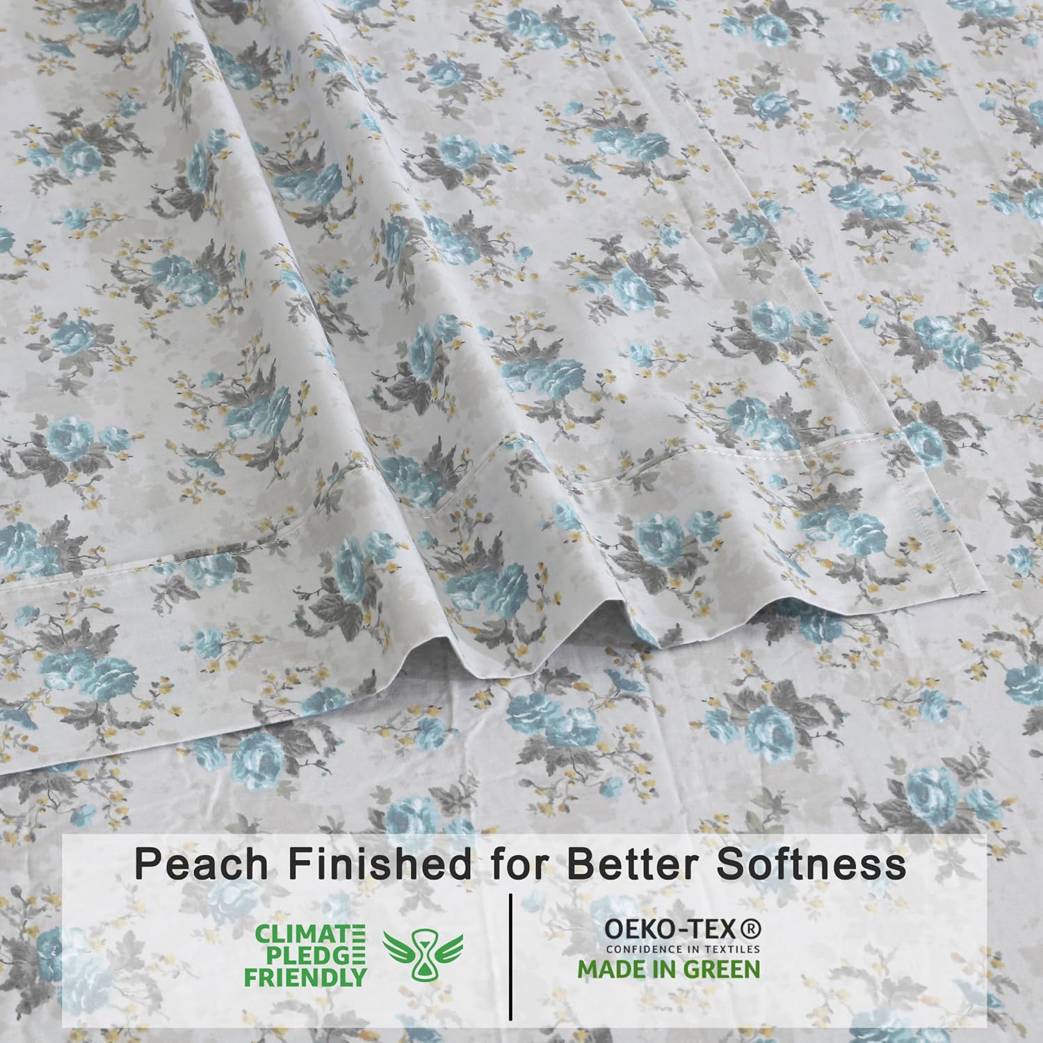 Ruvanti 100% Cotton Organic Percale Sheets King Size – Crisp Cooling Bed Sheets for Hot Sleepers, Deep Pocket 15”, Soft Peach Finish, Breat…