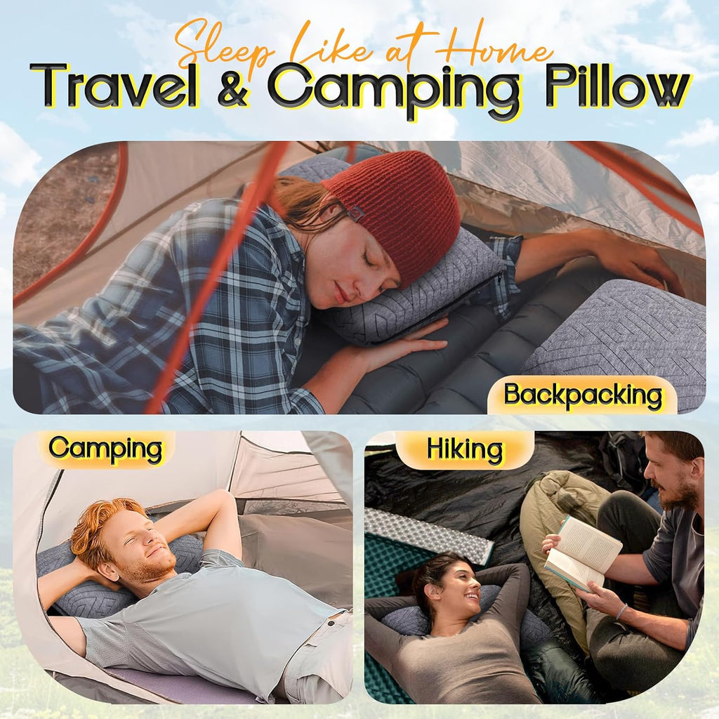 1 MIDDLE ONE Travel Pillow for Sleeping Camping, Memory Foam Small Pillow with Breathable Cover for Backpacking, Airplane, Car (17.5 x 12…