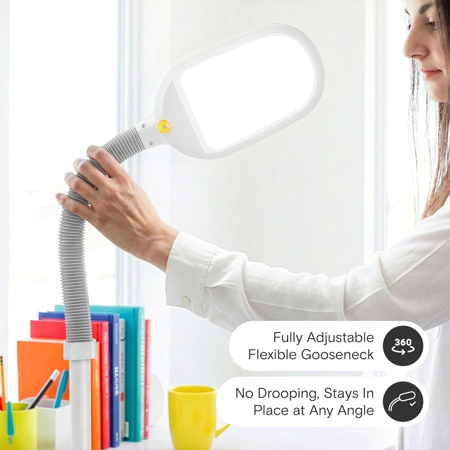Brightech Litespan - Bright LED Floor Reading Lamp for Over Chair Crafts and Reading, Estheticians' Light for Lash Extensions, Adjustable S…