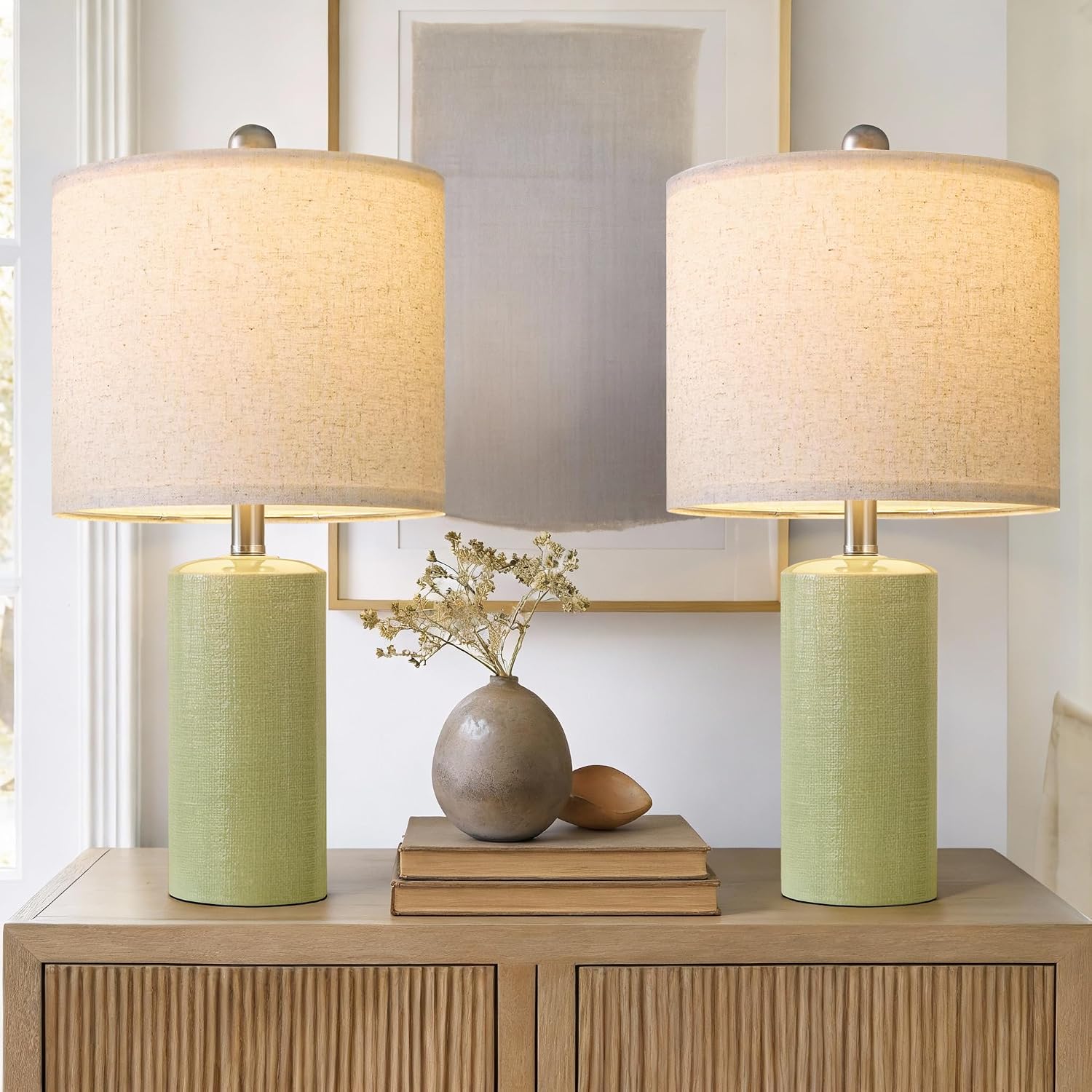 G-SAFAVA 20.5" Small Table Lamps for Living Room Lamp Set of 2 Ceramic Lamps for Bedroom Bedside Lamps Modern Boho Lamps for Night Stands…
