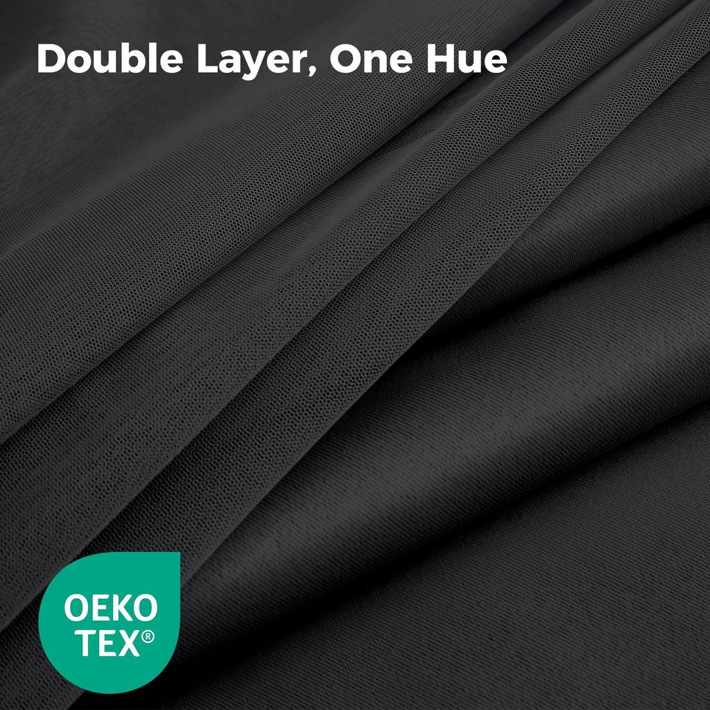 Swandream Blackout Curtains for Bedroom, Double Layer Black Curtains, Black Out Curtain 72 inch Long with Sheer Overlay for Living Room, Ro…