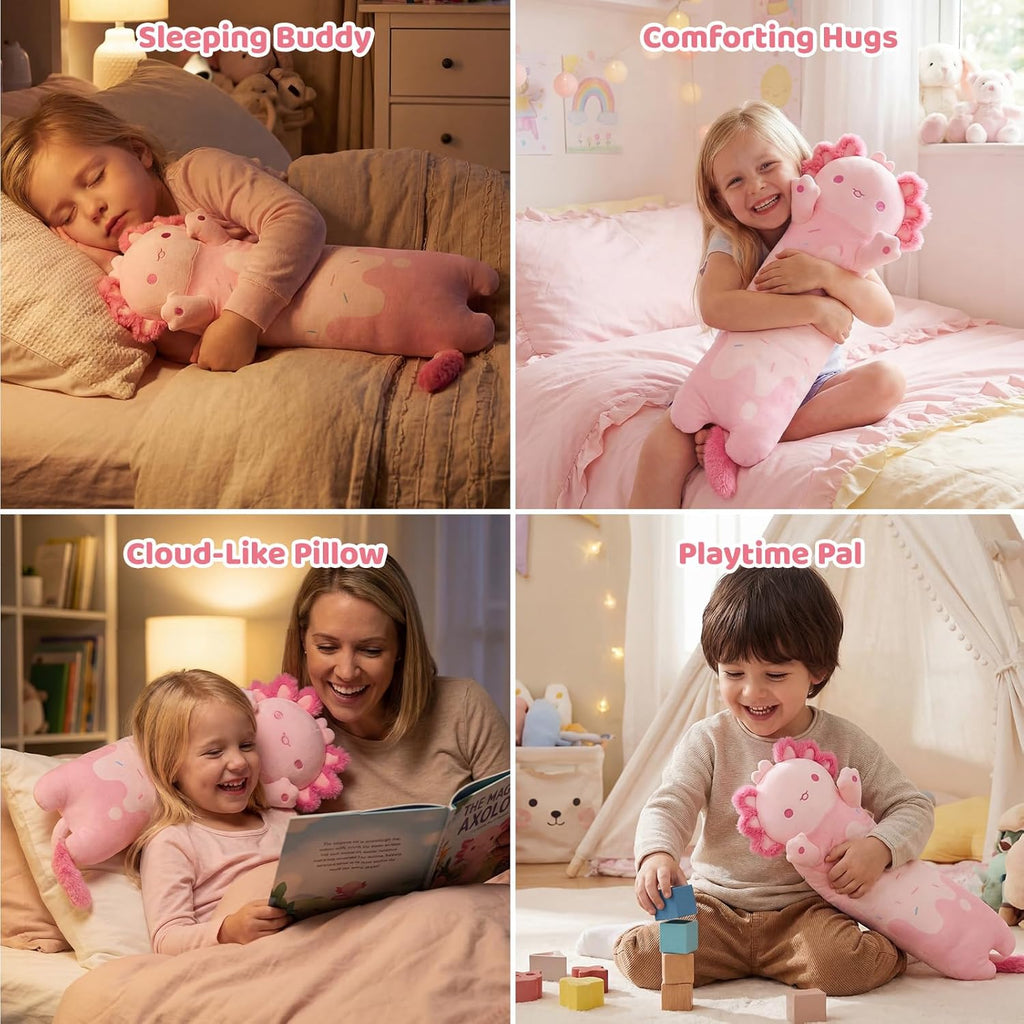 Mewaii Long Axolotl Plush 5 Sizes, 120% Extra Filling Giant Plushness Kids Body Pillow, Kawaii Cute Pink Axolotl Stuffed Animals…