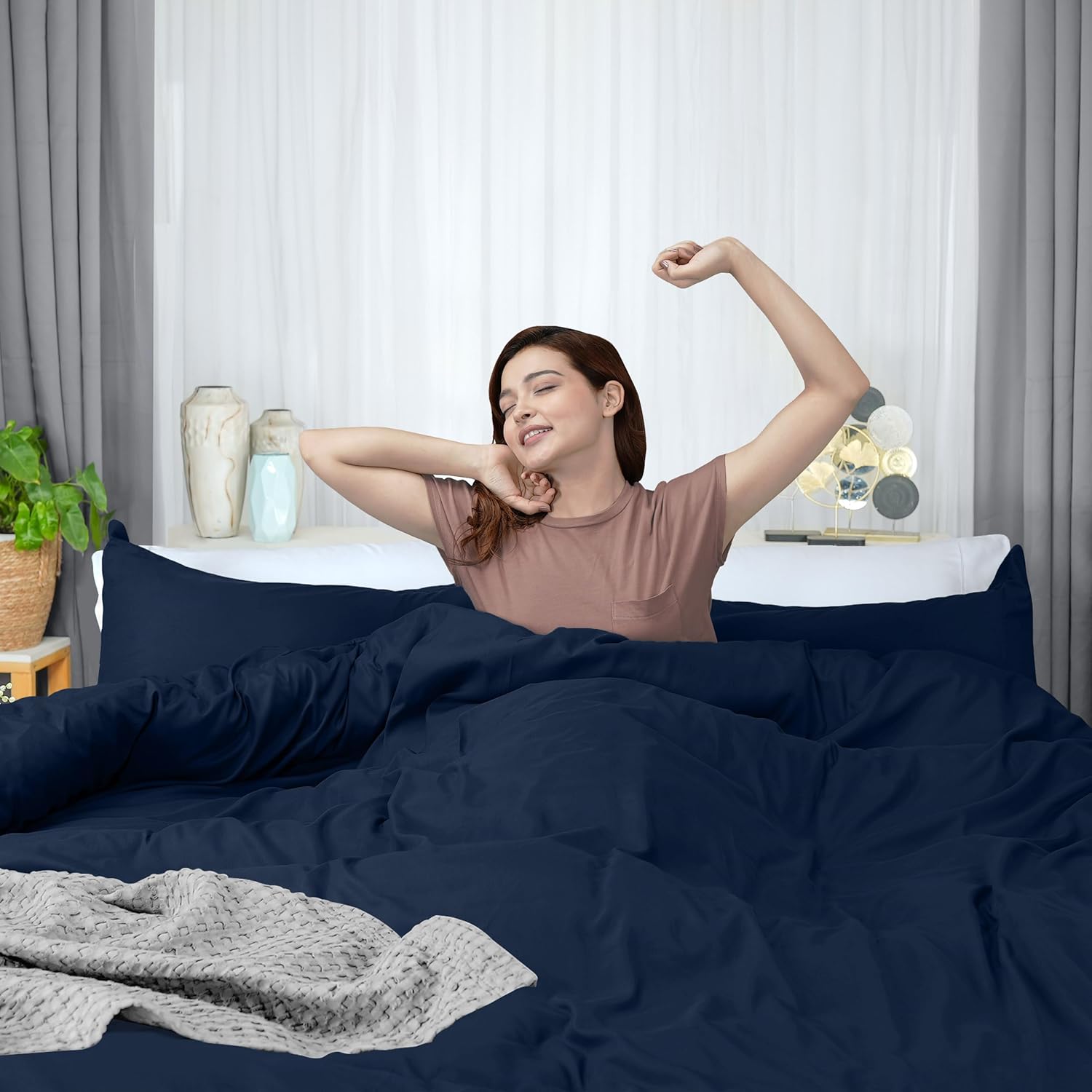 Utopia Bedding Duvet Cover Full Size - 3 Piece with Zipper Closure - 1 Comforter Cover 80X90 Inches & 2 Pillow Shams 20X26 Inches (Navy)…