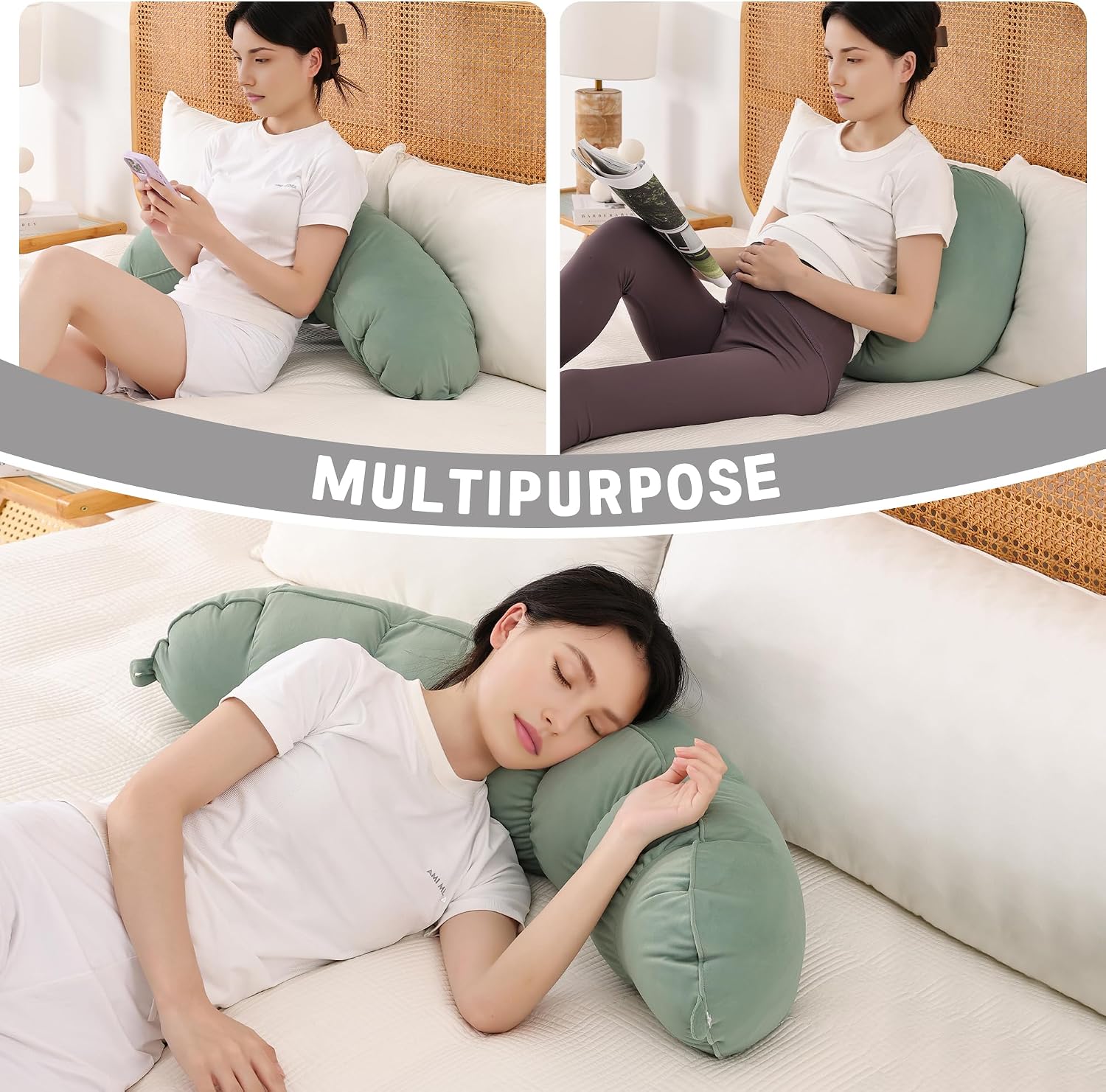 Peallow(Pat. Pend) – Long Round Body Pillow for Adults, Bolster Pillow for Sleeping, Soft and Supportive Pillow for Sleeping & Lumbar…