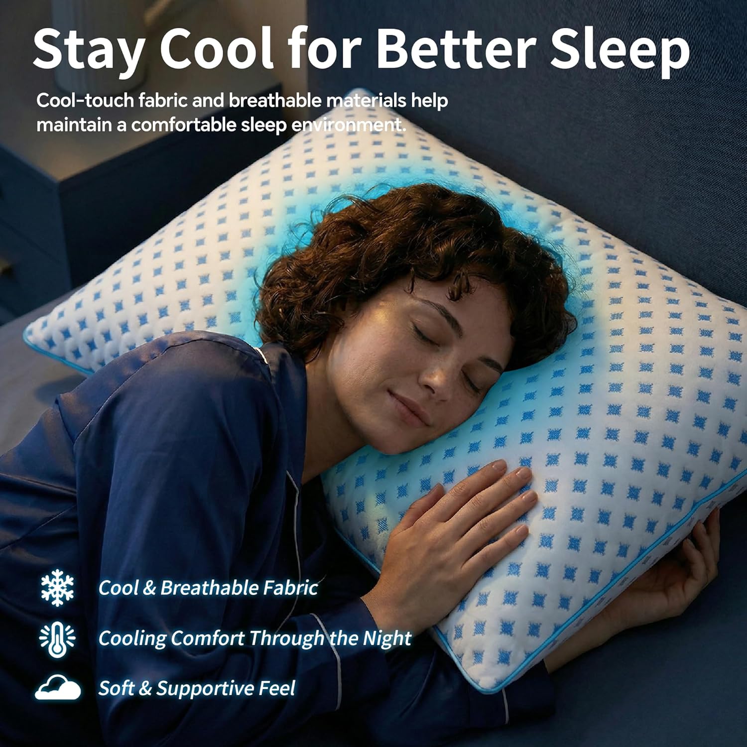 ezepilw Pillows Queen Size Set of 2 for Sleeping, Cooling Adjustable Memory Foam Pillows, Dual Fill Design Helps Maintain Shape, Bre…