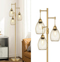 Dimmable Floor Lamp, Industrial Floor Lamps for Living Room, Gold Tree Lamp Standing Lamp Tall Lamps with 3 Elegant Teardrop Cage Head &…