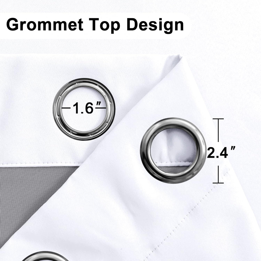 Xwzo White 100% Blackout Curtains - Heat and Full Light Blocking Drapes with Black Liner for Bedroom/Laundry Room, Grommet Top Window Panel…