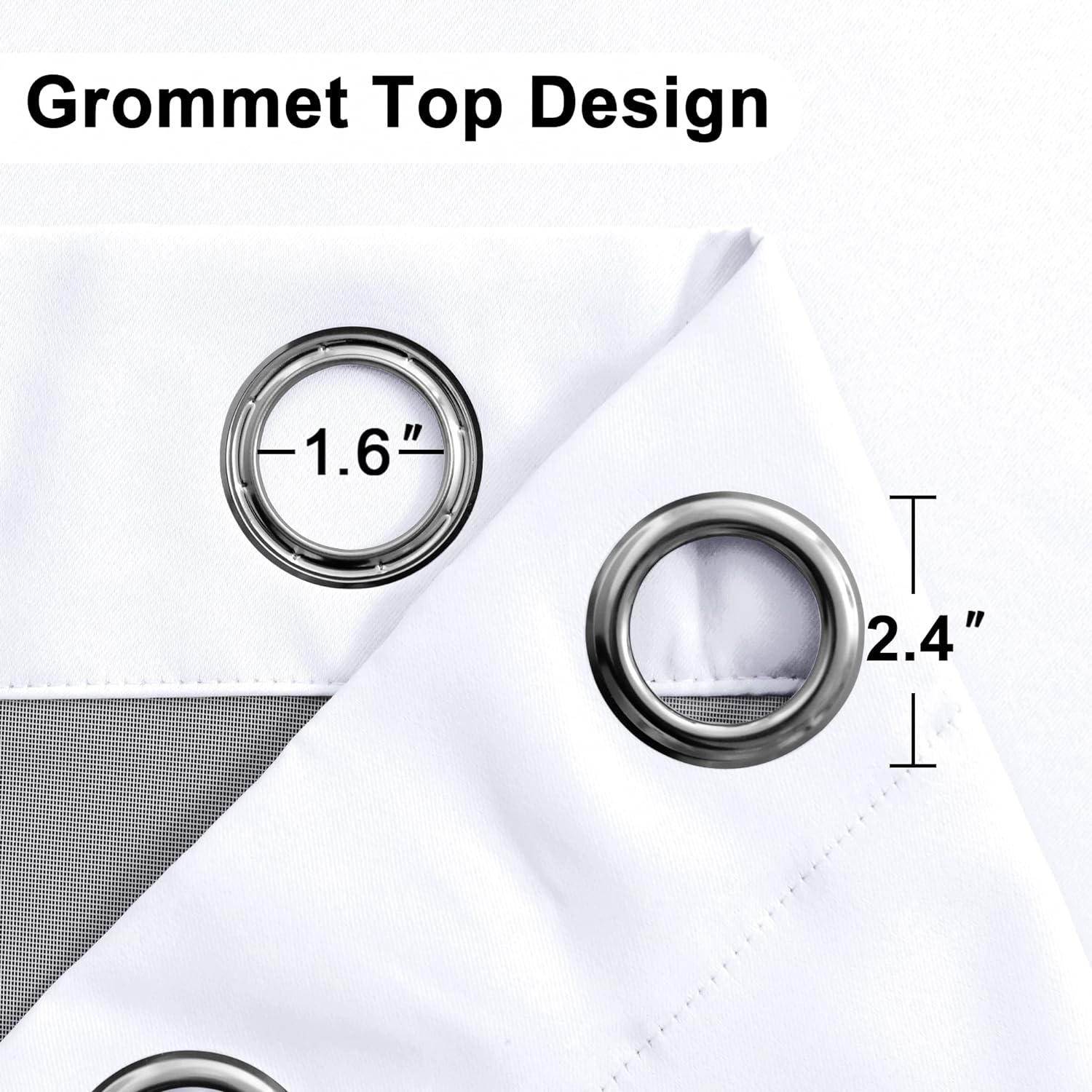 Xwzo White 100% Blackout Curtains - Heat and Full Light Blocking Drapes with Black Liner for Bedroom/Laundry Room, Grommet Top Window Panel…