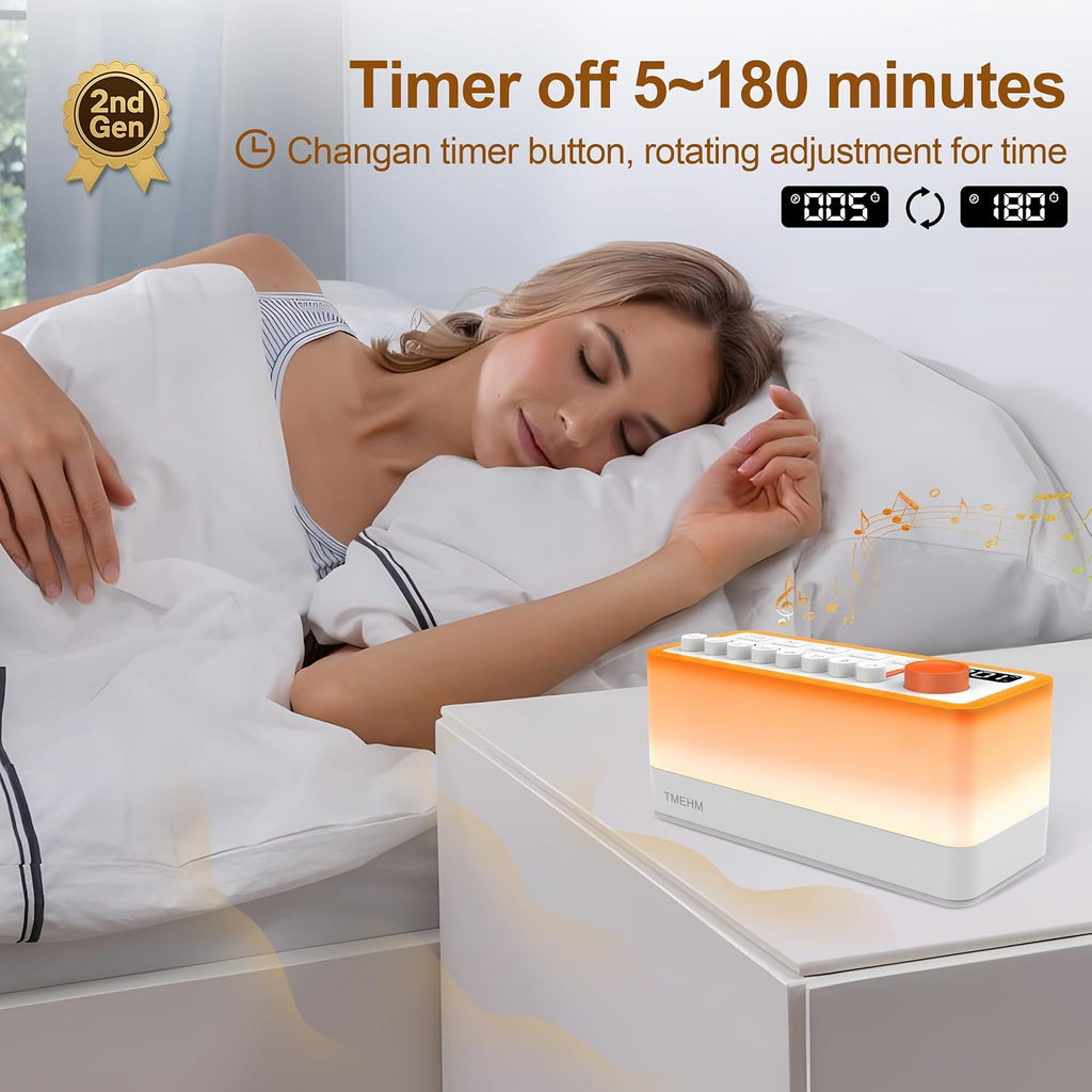 Tmehm 3-in-1 Sleep Sound Machine with 8 Mixable Nature Sounds, Portable Bluetooth Speaker & 12-Color Night Light, White Noise, Sleep Timer…