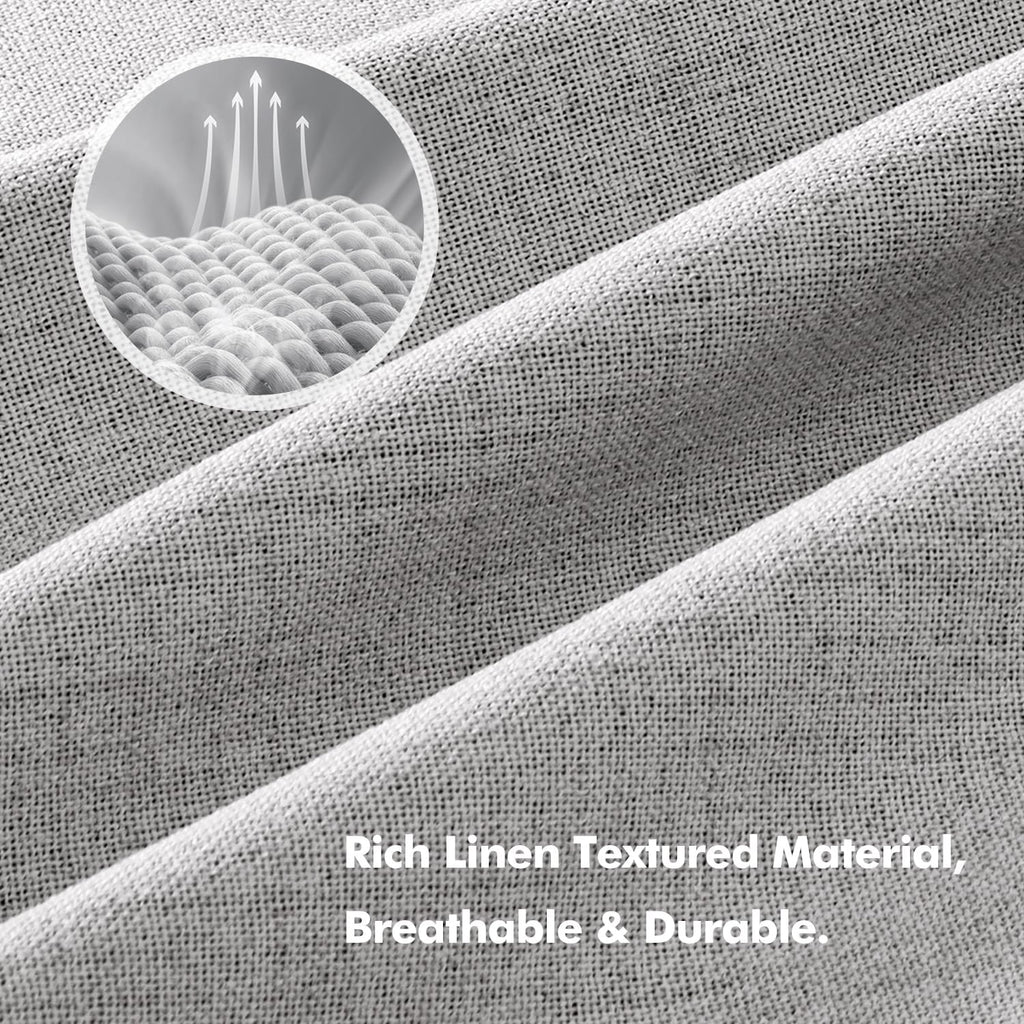 Miulee 100% Blackout Linen Curtains for Bedroom, Greyish White Solid Luxury Decor Thermal Insulation Room Darkening Drapes for Living Room…