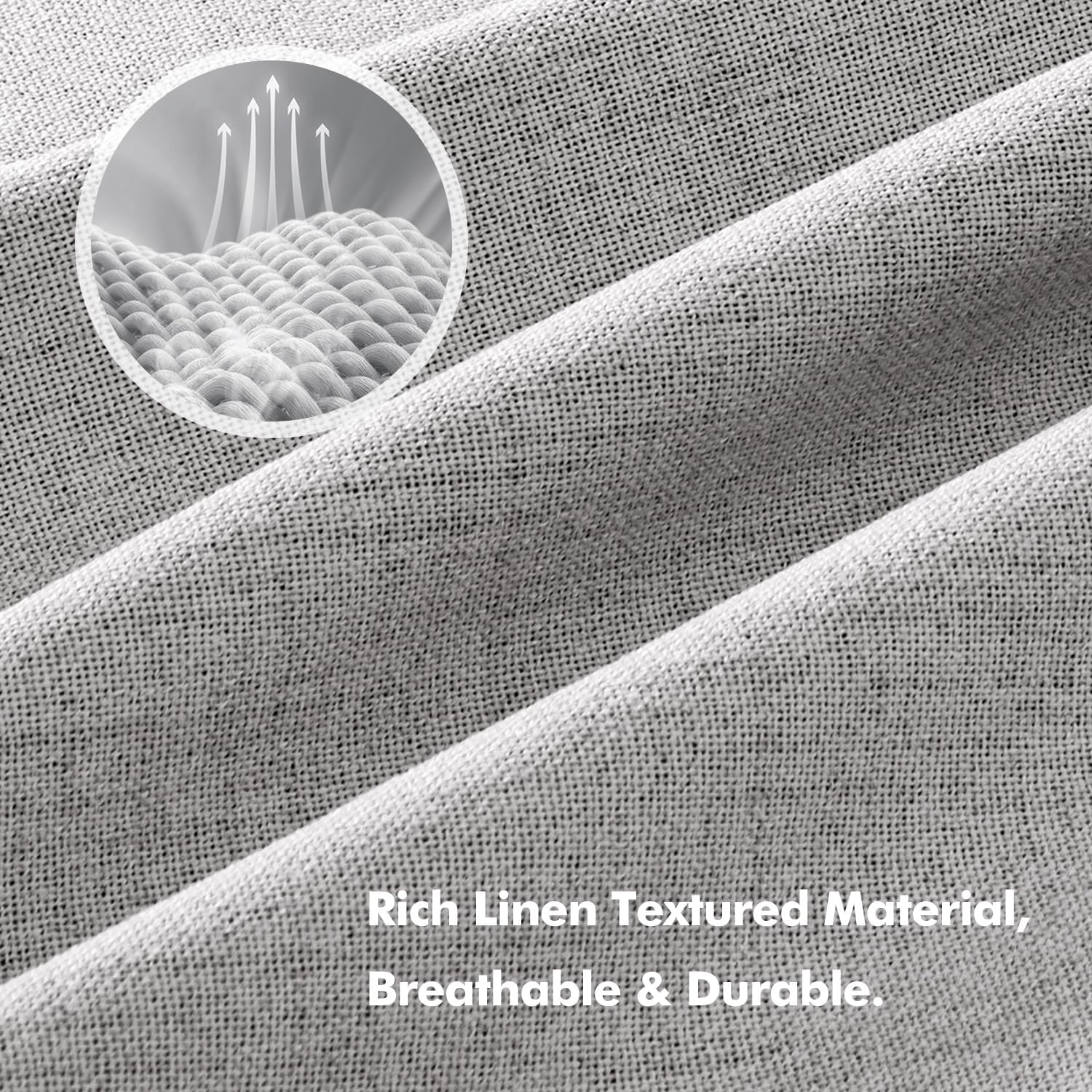 Miulee 100% Blackout Linen Curtains for Bedroom, Greyish White Solid Luxury Decor Thermal Insulation Room Darkening Drapes for Living Room…